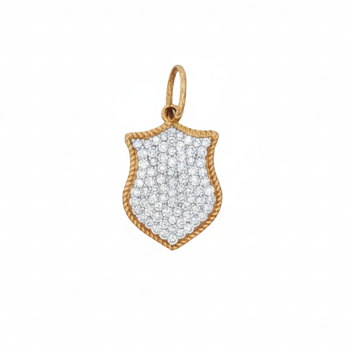 14k Yellow Gold Diamond Shield Charm