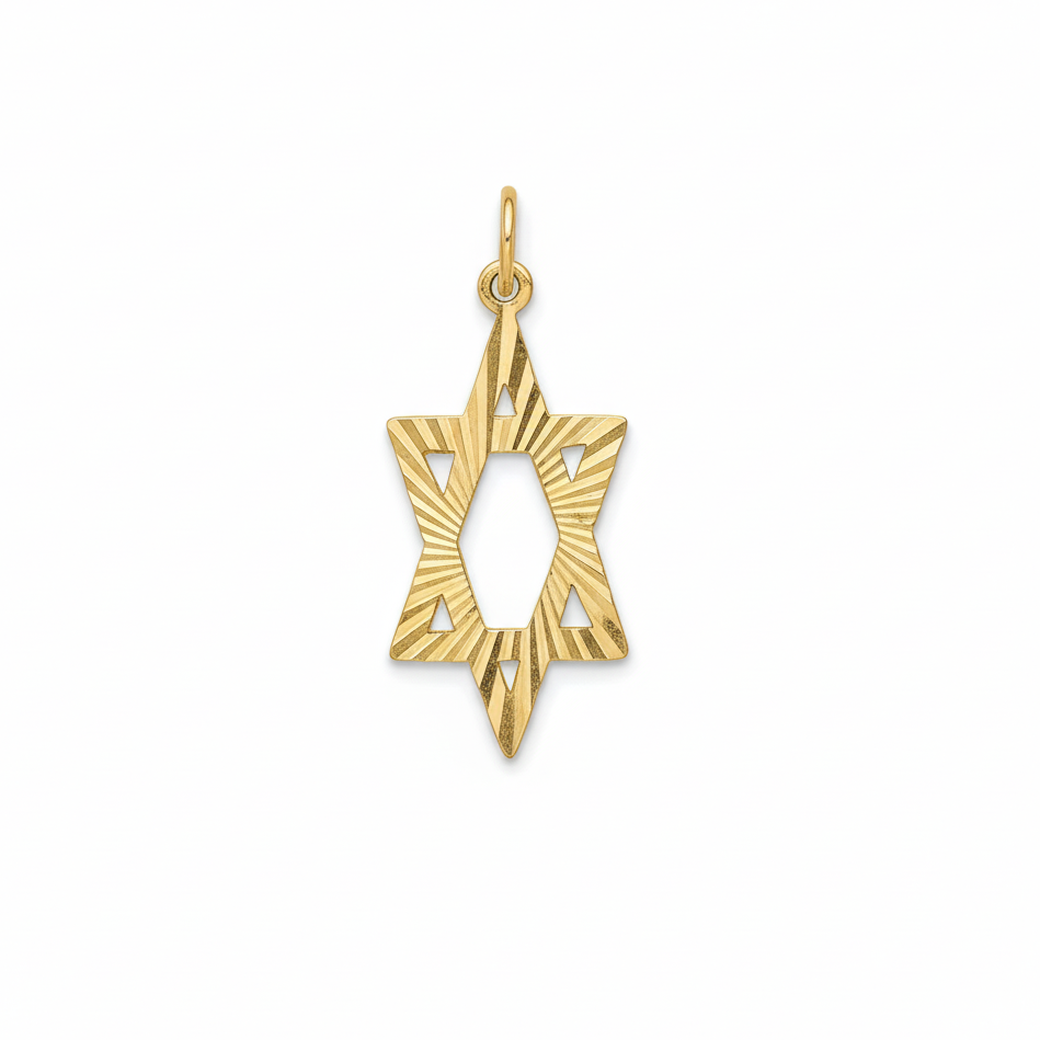 14k Yellow Gold Star of David Charm