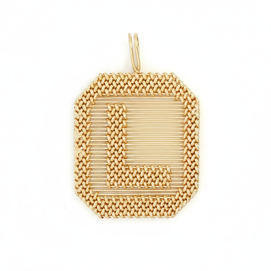 14 Karat Yellow Gold Letter L Charm Pendant