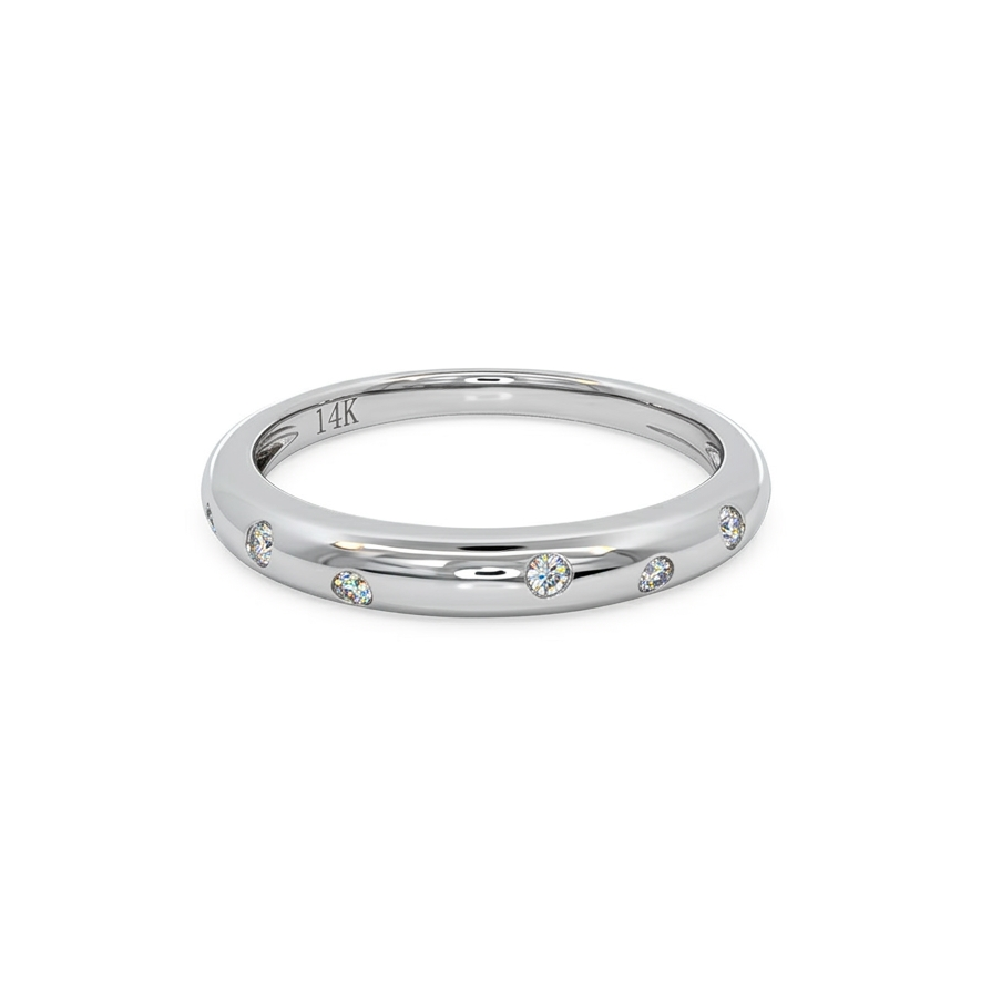14K White Gold Diamond Stacking Band Ring