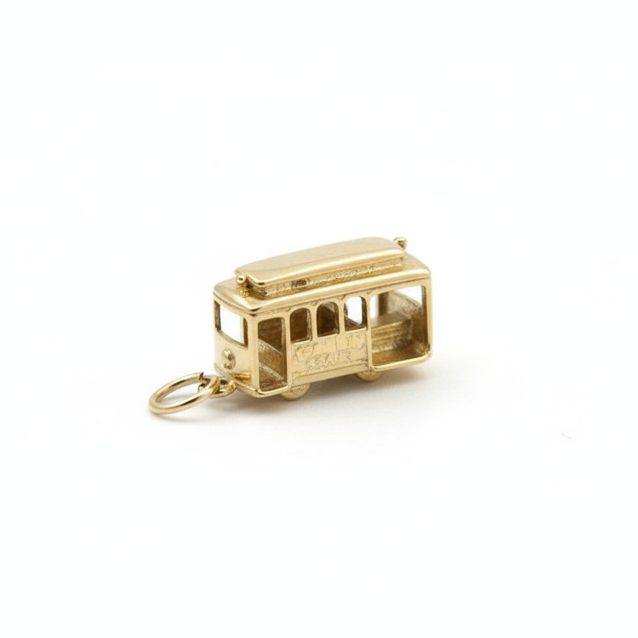 14k Yellow Gold Vintage SF Cable Car Charm