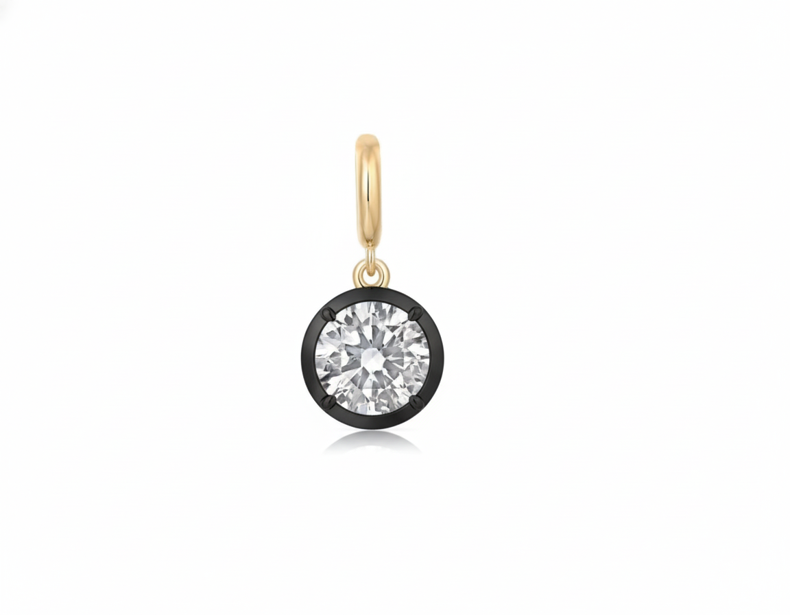 14k Yellow Gold Lab Diamond Georgian Setting Charm Openable Clasp