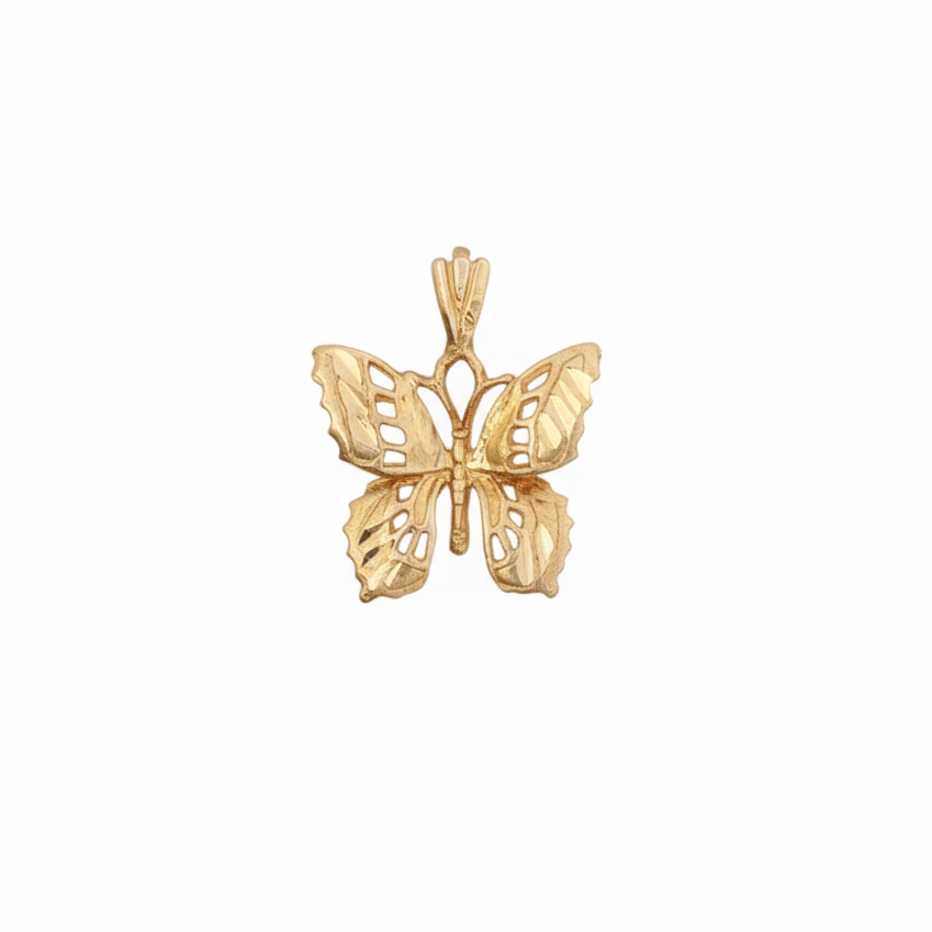 14k Yellow Gold Vintage Butterfly Charm