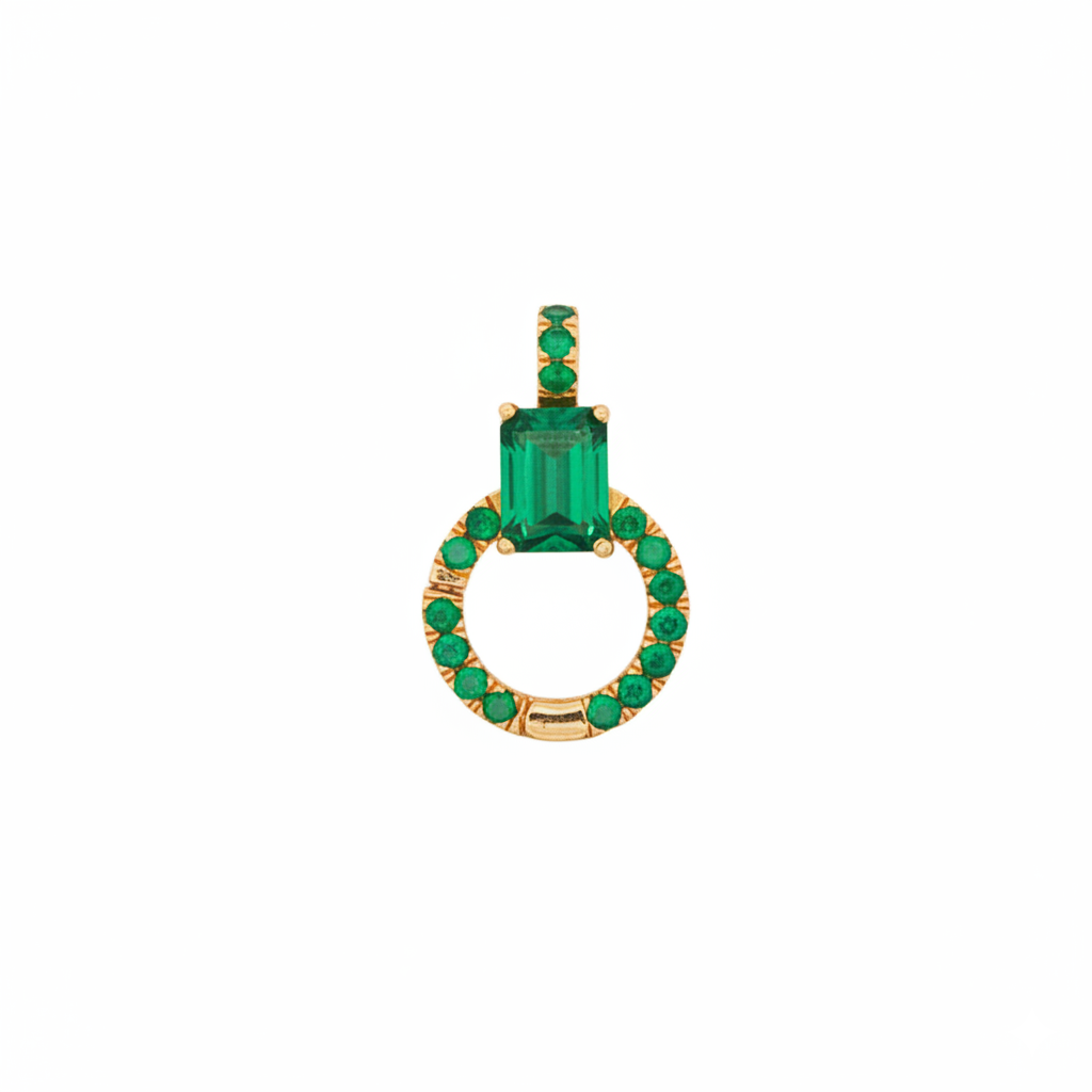 14k Yellow Gold Green Onyx Connector