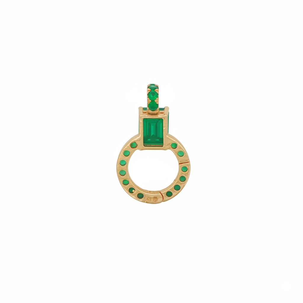 14k Yellow Gold Green Onyx Connector