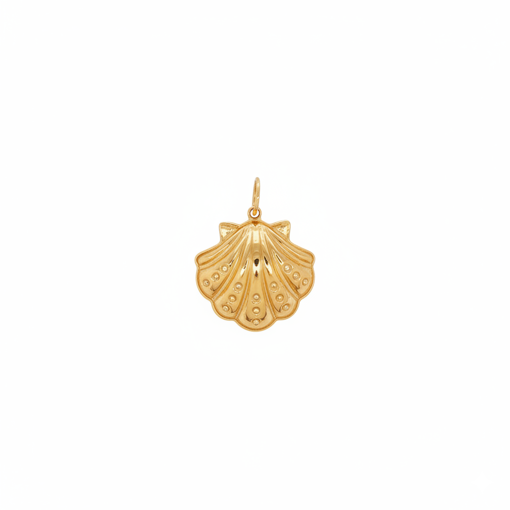 14k Yellow Gold Diamond Seashell Charm