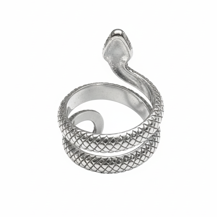Sterling Silver Diamond Snake Ring