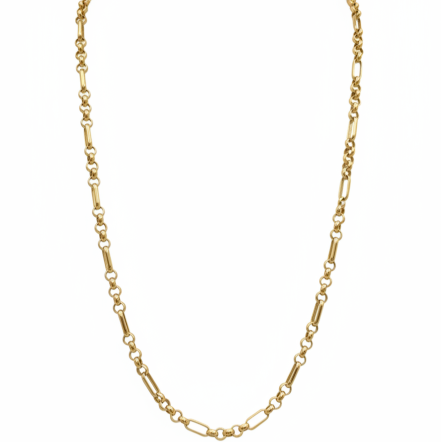 14k Yellow Gold 1970s Vintage Chain Necklace – opera length statement piece