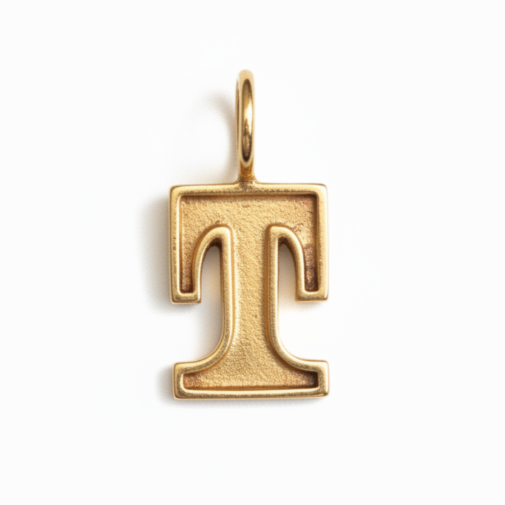 14k Yellow Gold Vintage Letter T Charm