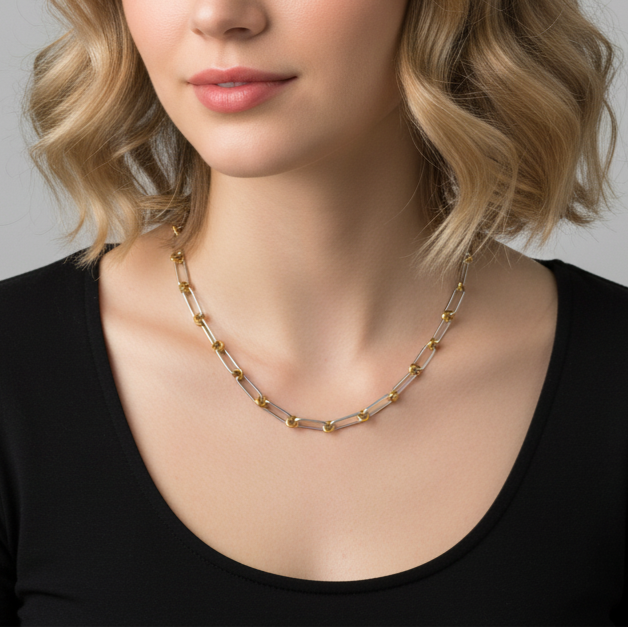 14k White and Yellow Gold Albert Chain