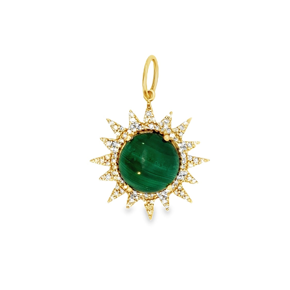 14k Yellow Gold Gemstone Diamond Sun Charm