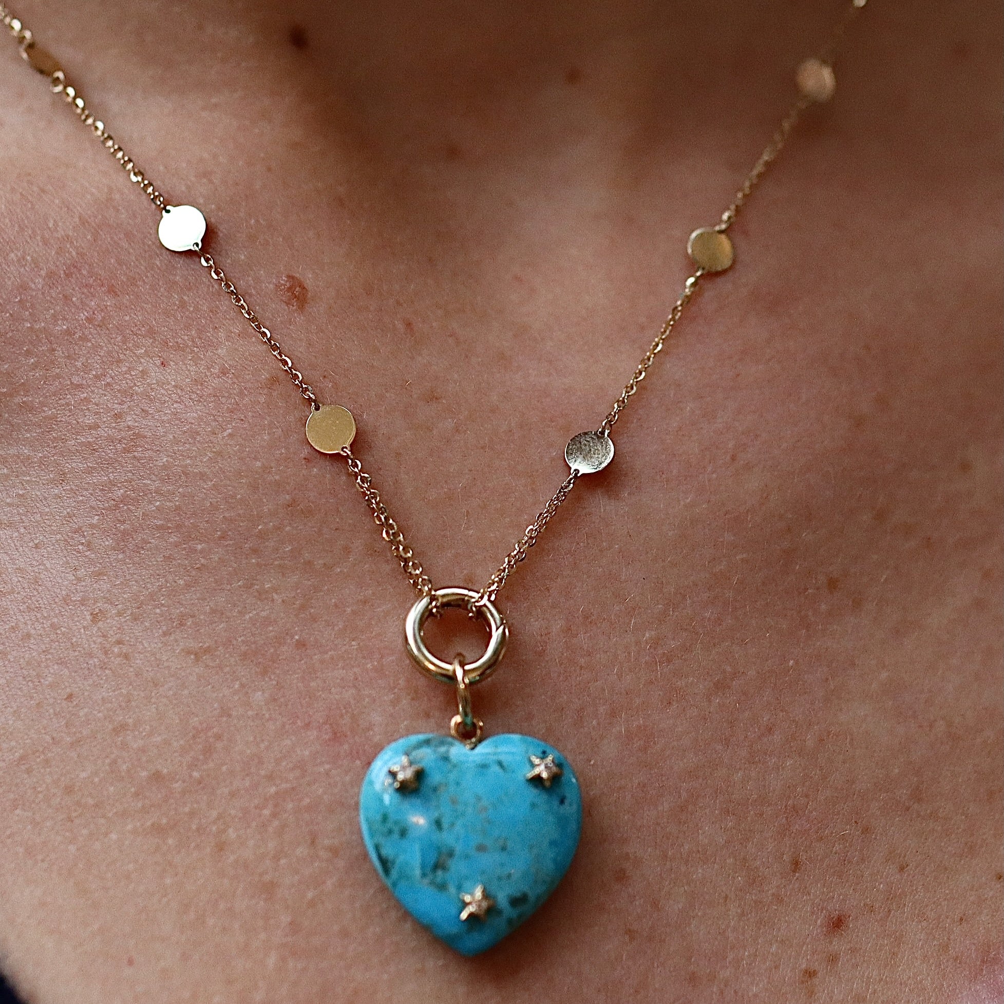 Edelsteinherz 14 Karat Goldkette