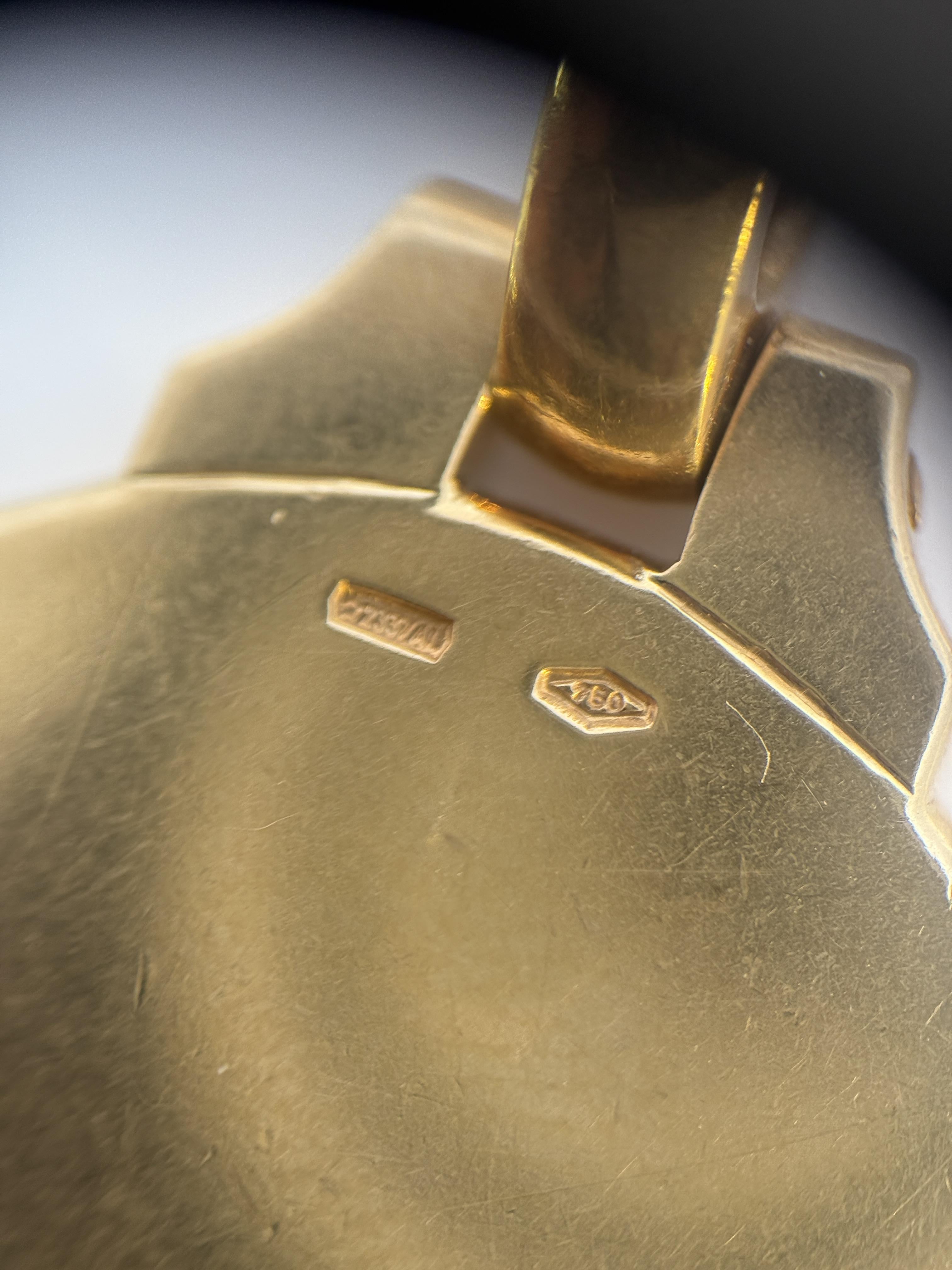 18k Yellow Gold Vintage Bulgari Aries Ram and Steel Pendant