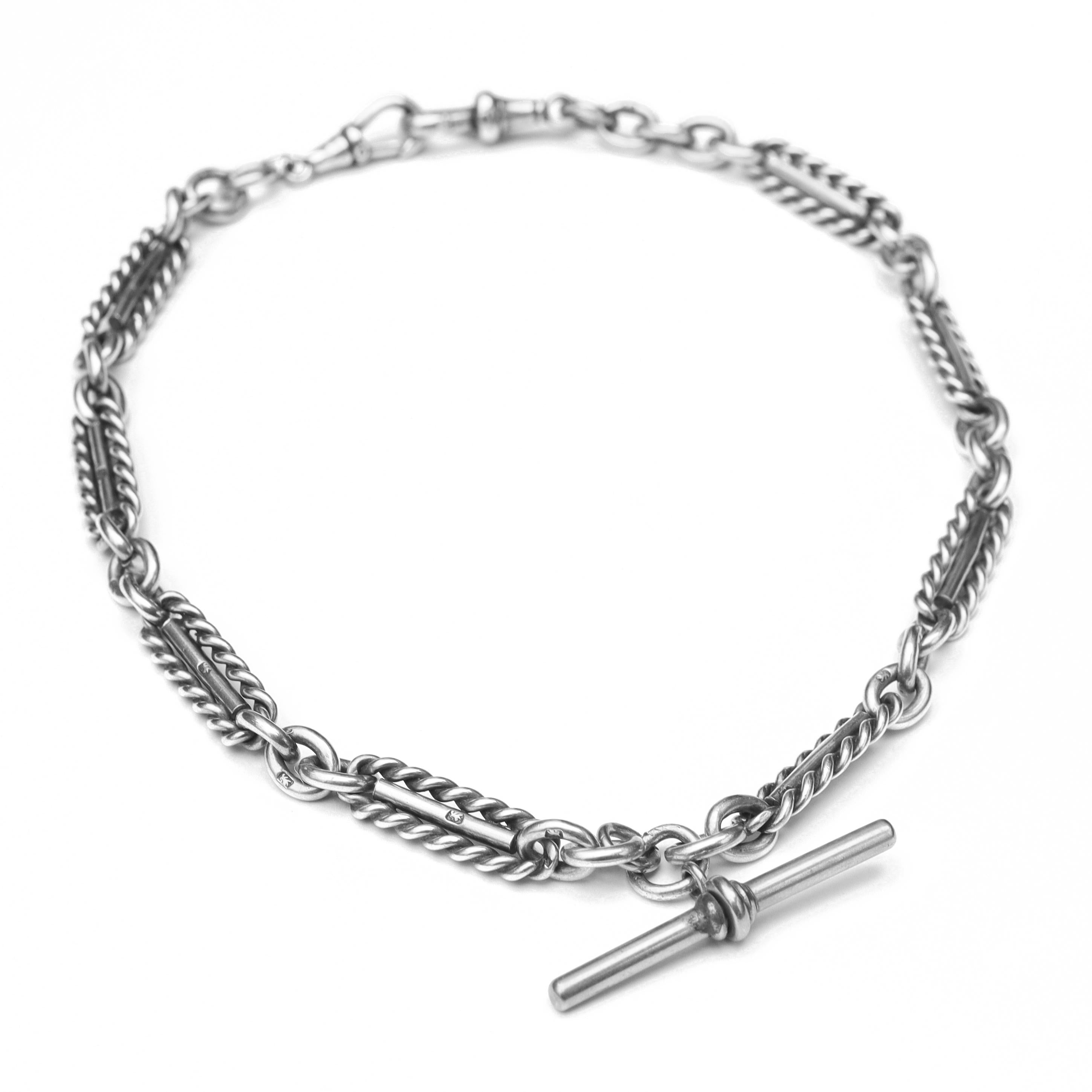 Sterling Silver Antique Watch Chain Necklace