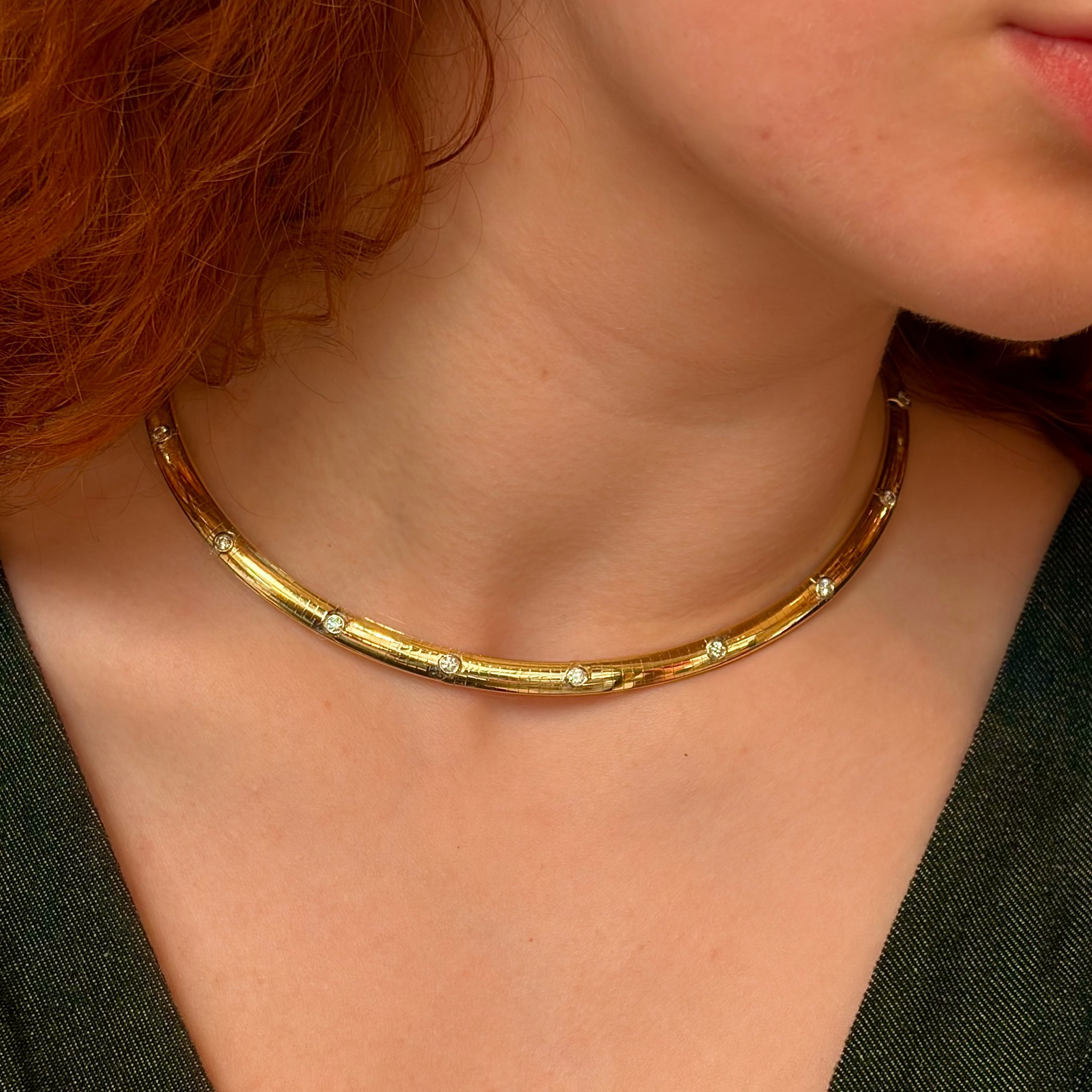 18k Yellow Gold Vintage 2 Carat Diamond Omega Chain