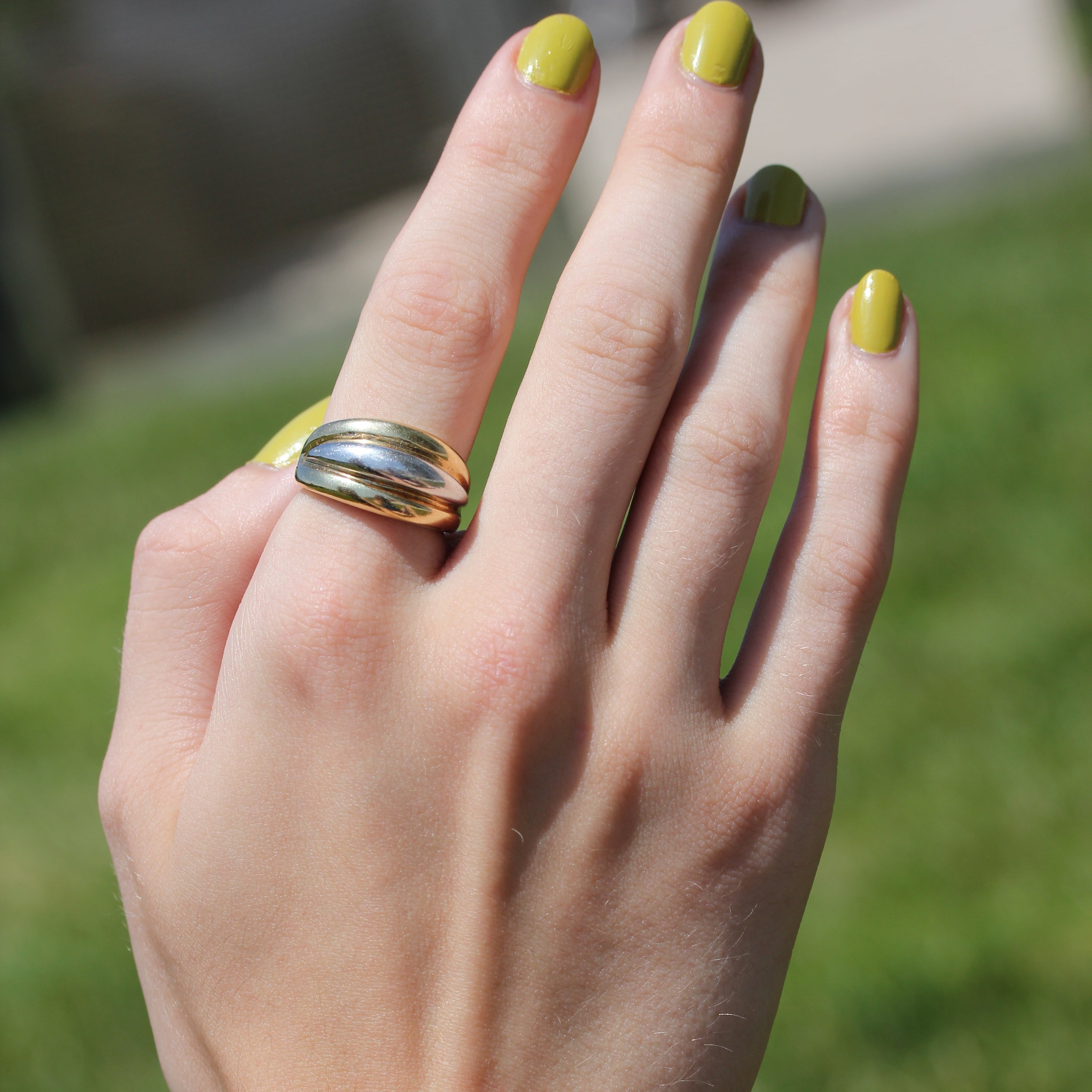 18k Yellow and White Gold Vintage Band Ring