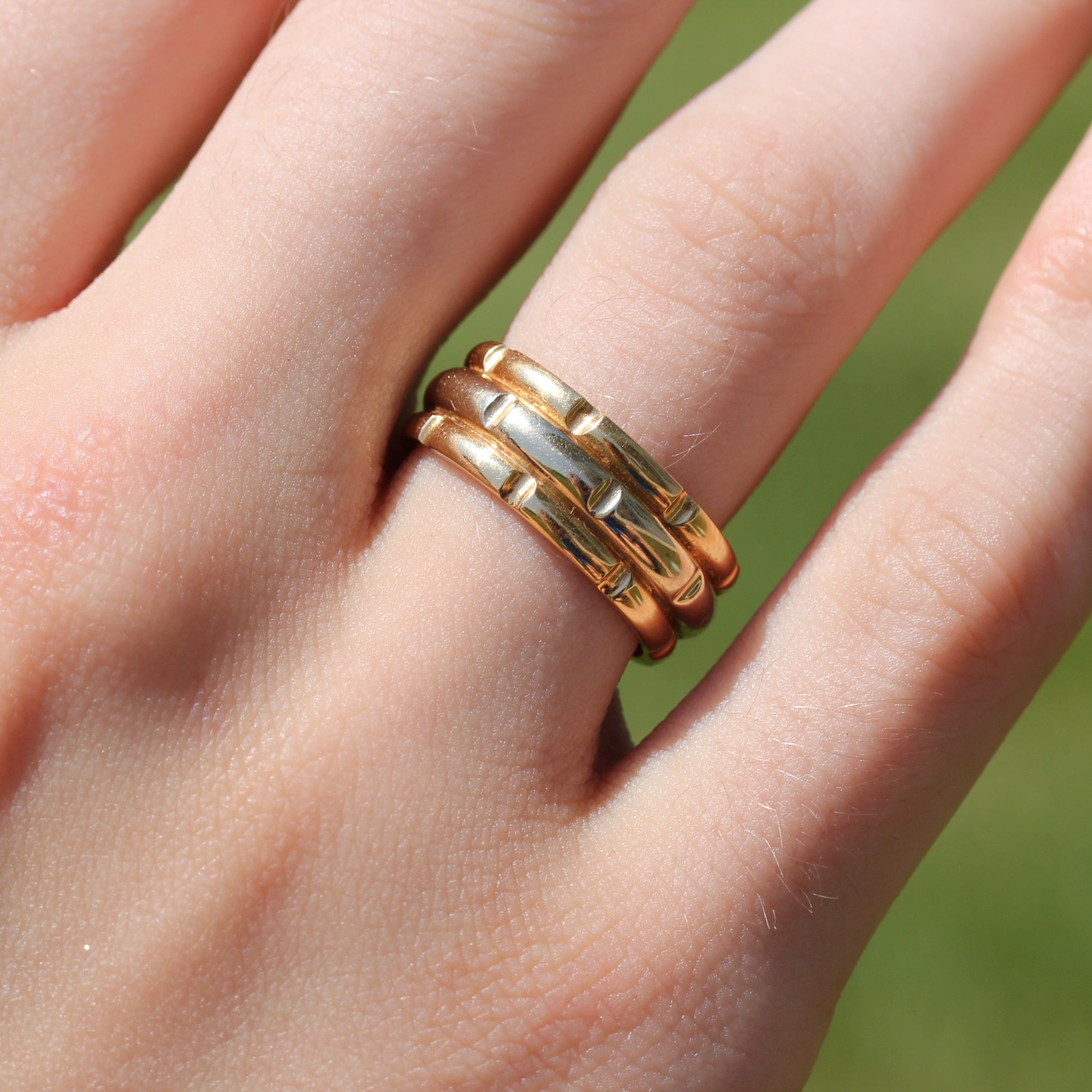 18k Yellow Gold Vintage Bamboo Style Ring