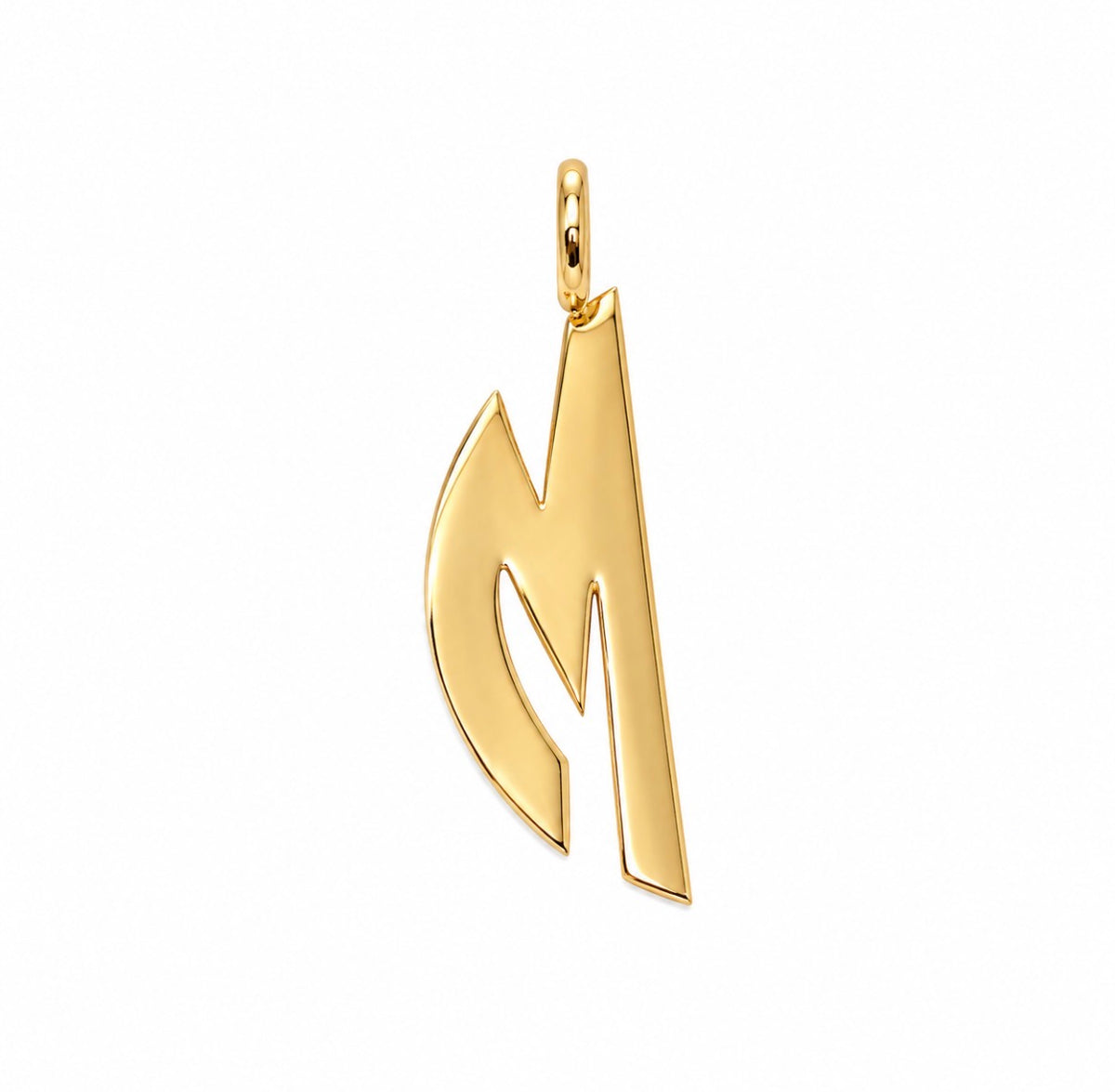 14k Yellow Gold Vintage Curved 'M' Initial Charm Pendant