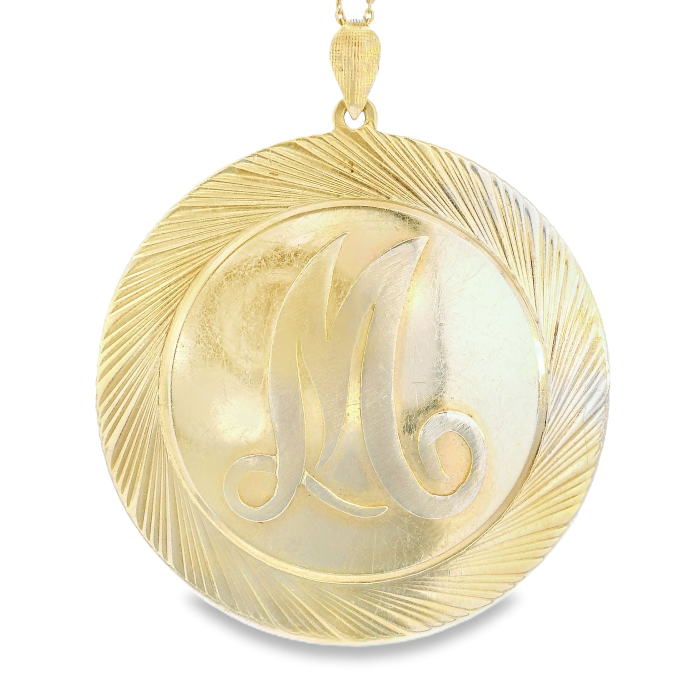 Dije vintage "M" en oro amarillo de 14 k