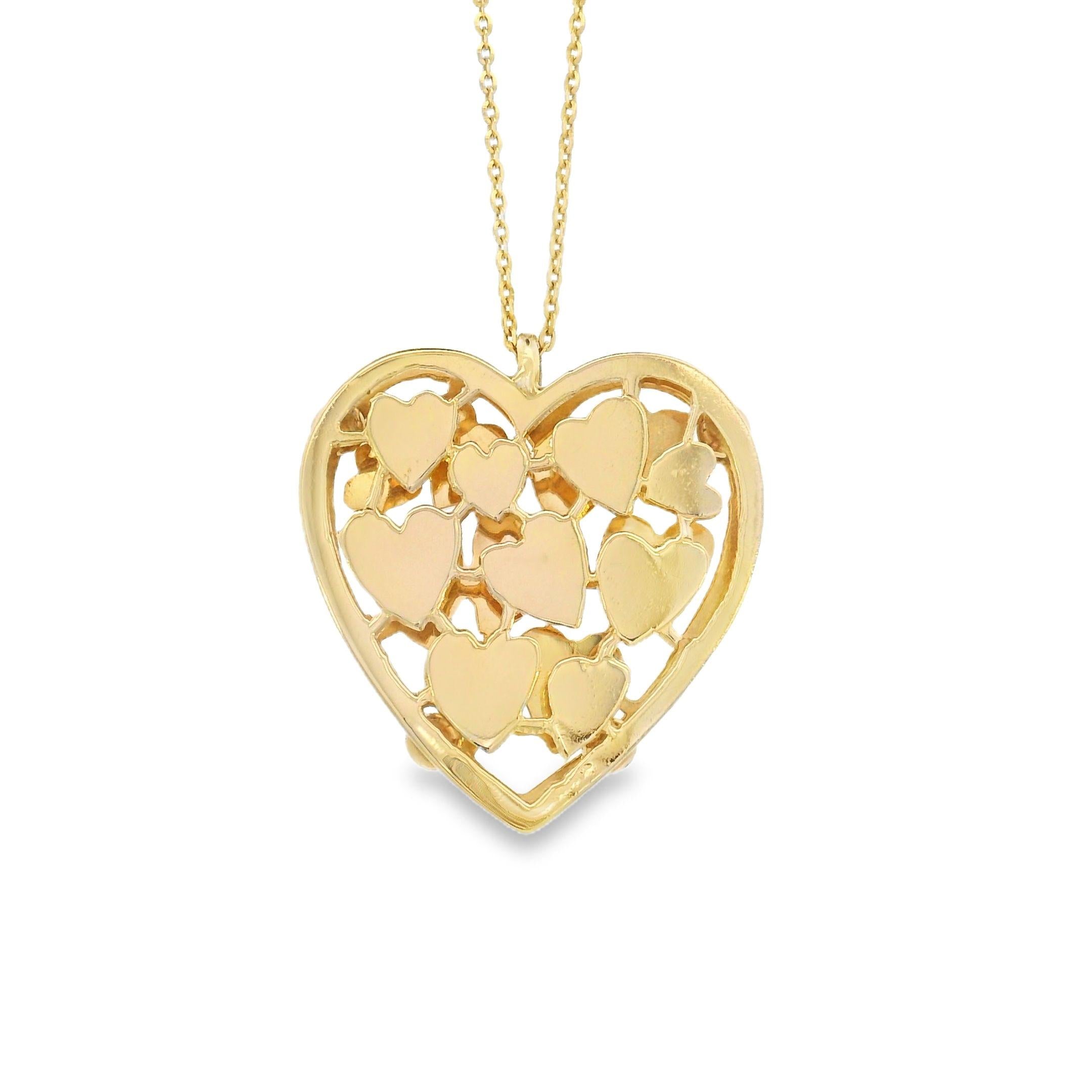 Vintage Double Heart 14k Gold Charm