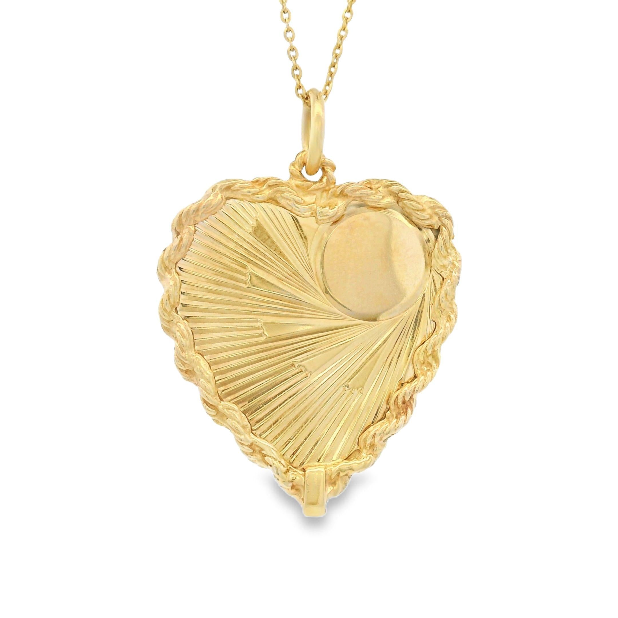 Vintage Engine Turned Heart 14k Gold Charm