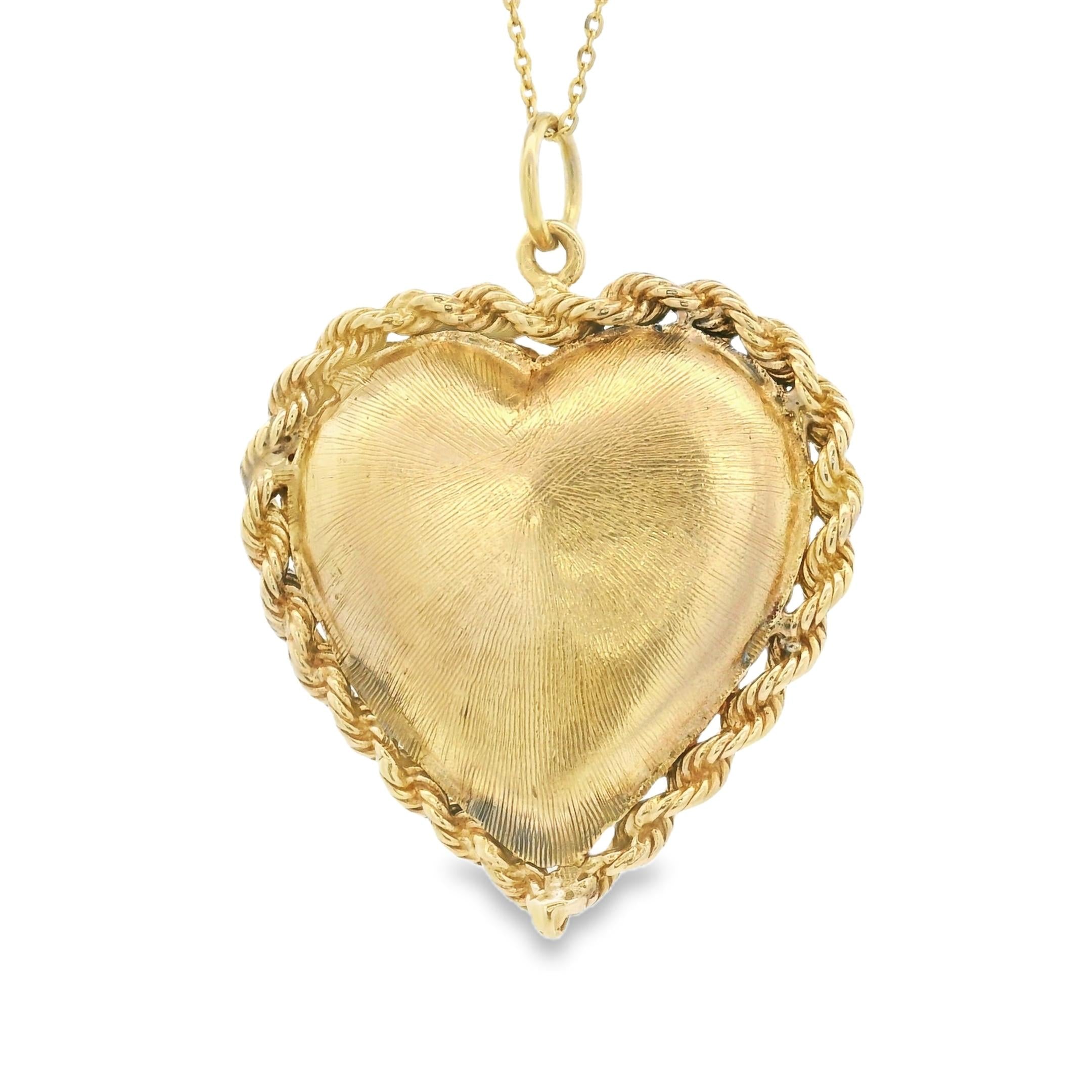 Vintage Ruby and Sapphire Heart 14k Gold Locket