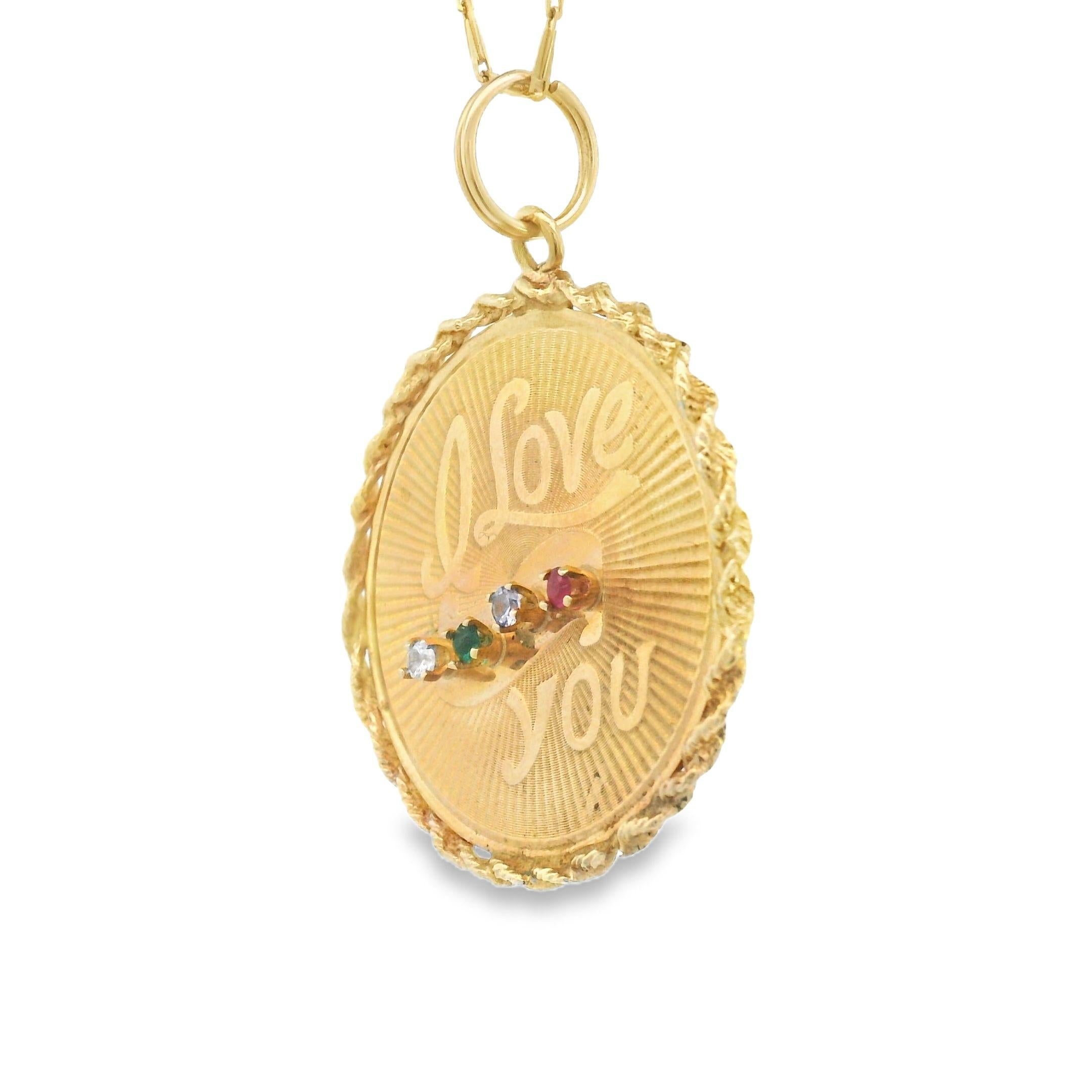 14k Yellow Gold Vintage  'I Love You' Charm