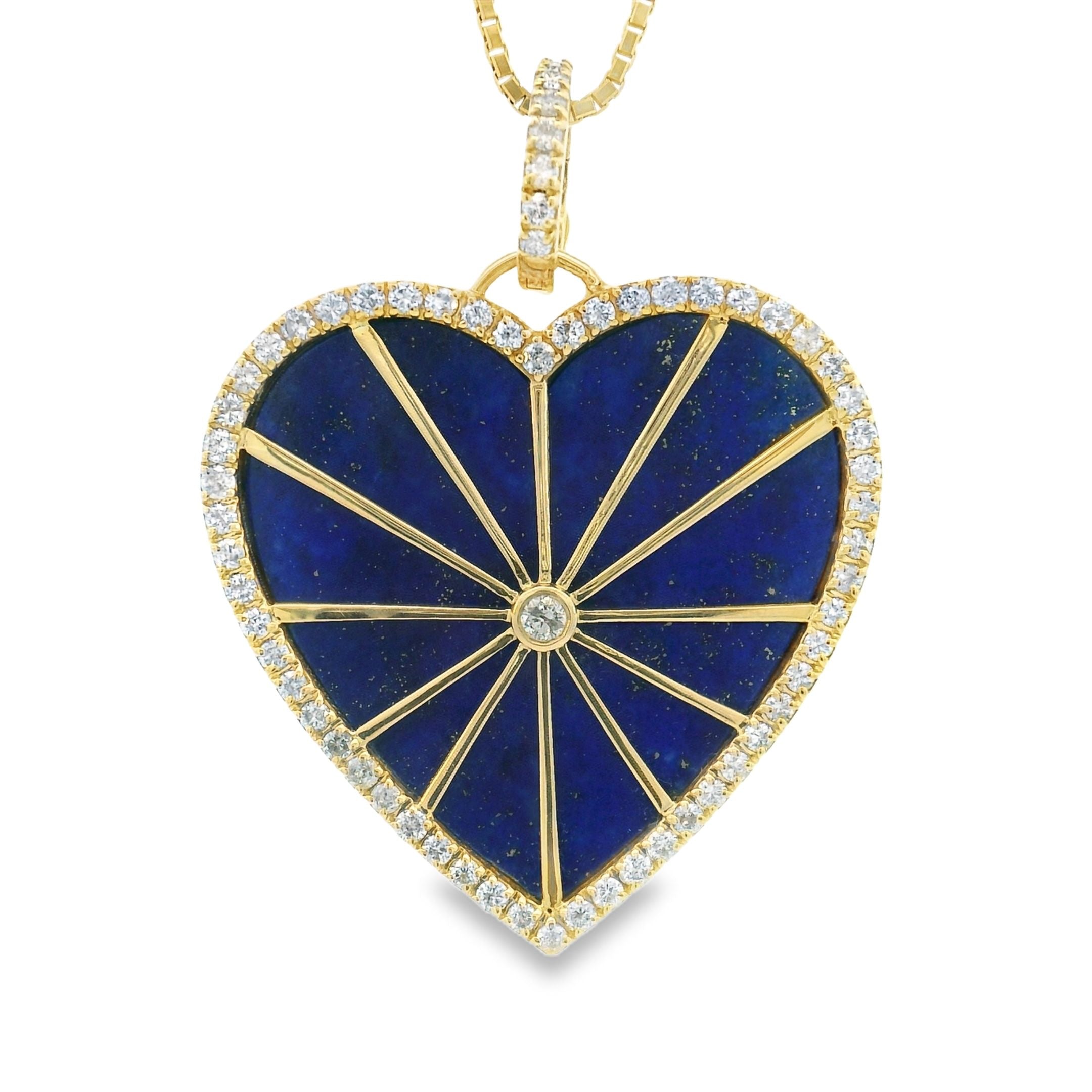 14k Yellow Gold Diamond Gemstone Jumbo Heart Charm with Openable Clasp