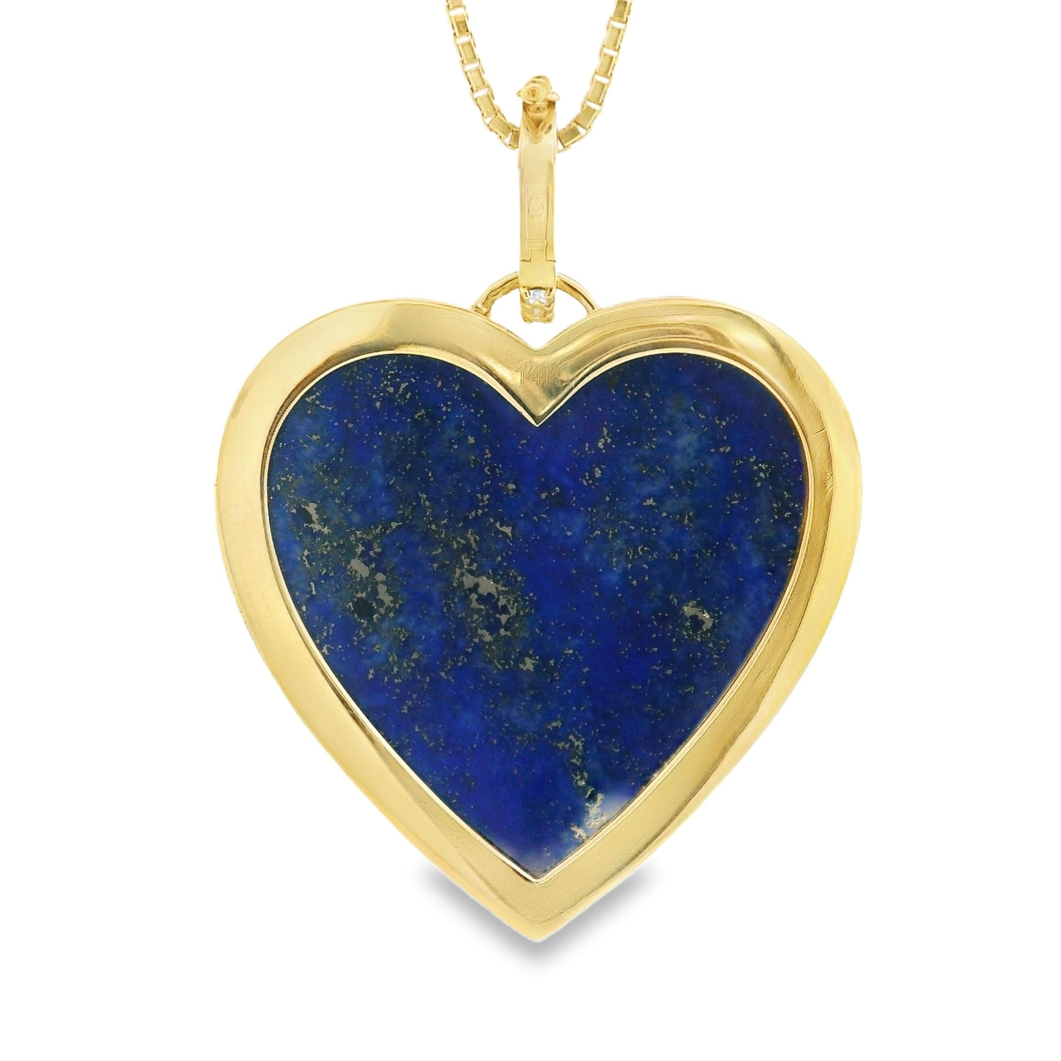 14k Yellow Gold Diamond Gemstone Jumbo Heart Charm with Openable Clasp