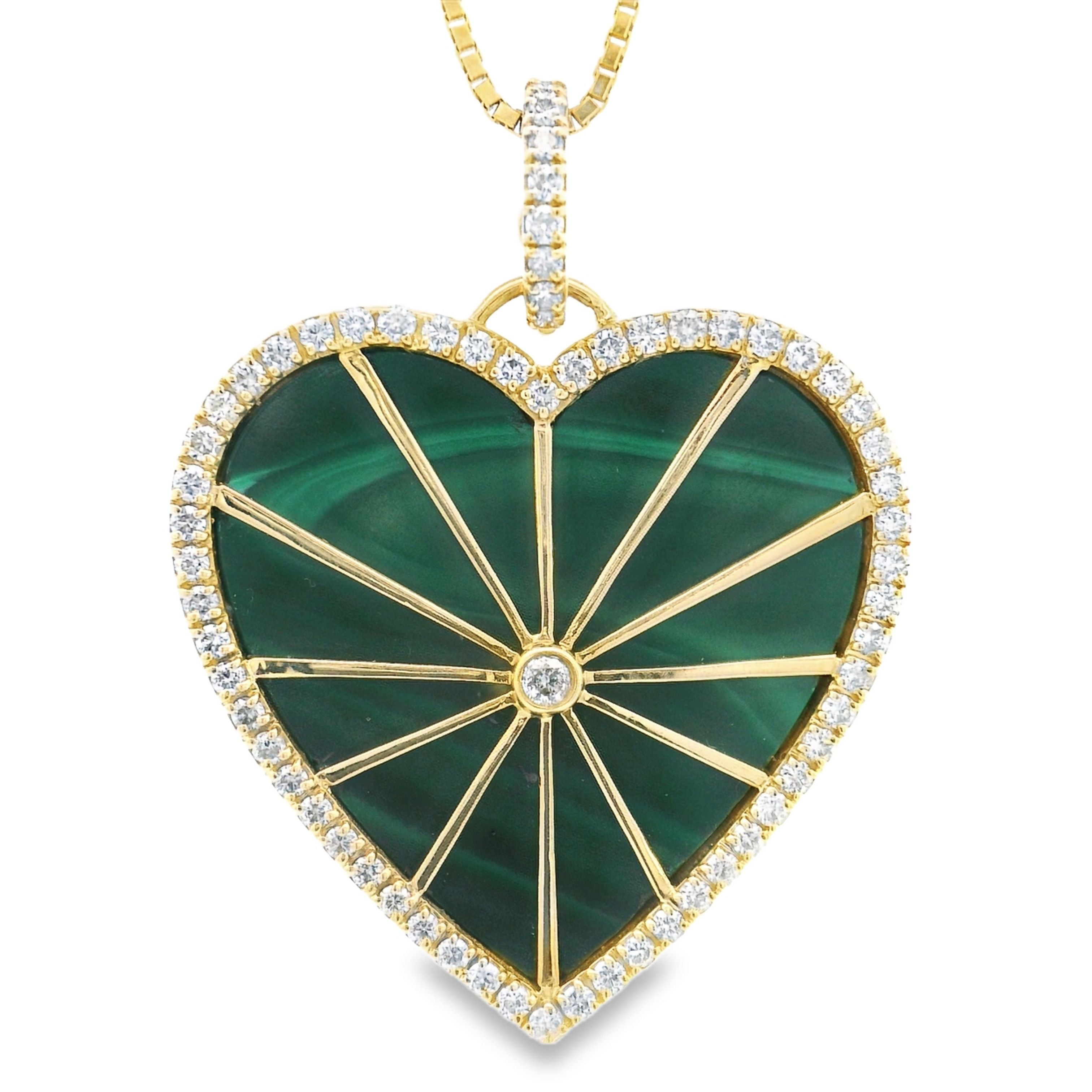 14k Yellow Gold Diamond Gemstone Jumbo Heart Charm with Openable Clasp
