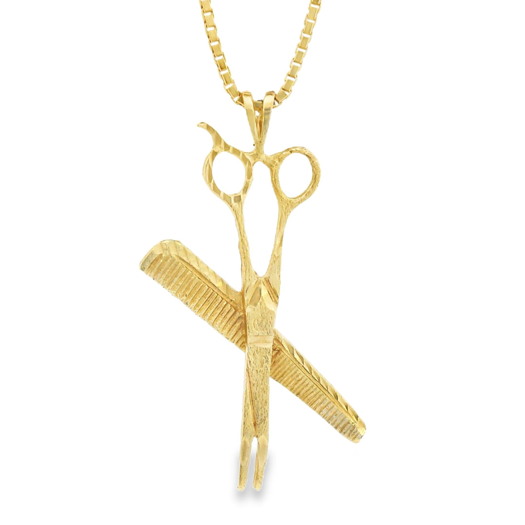 Vintage 14K Gold Scissors & Comb Charm
