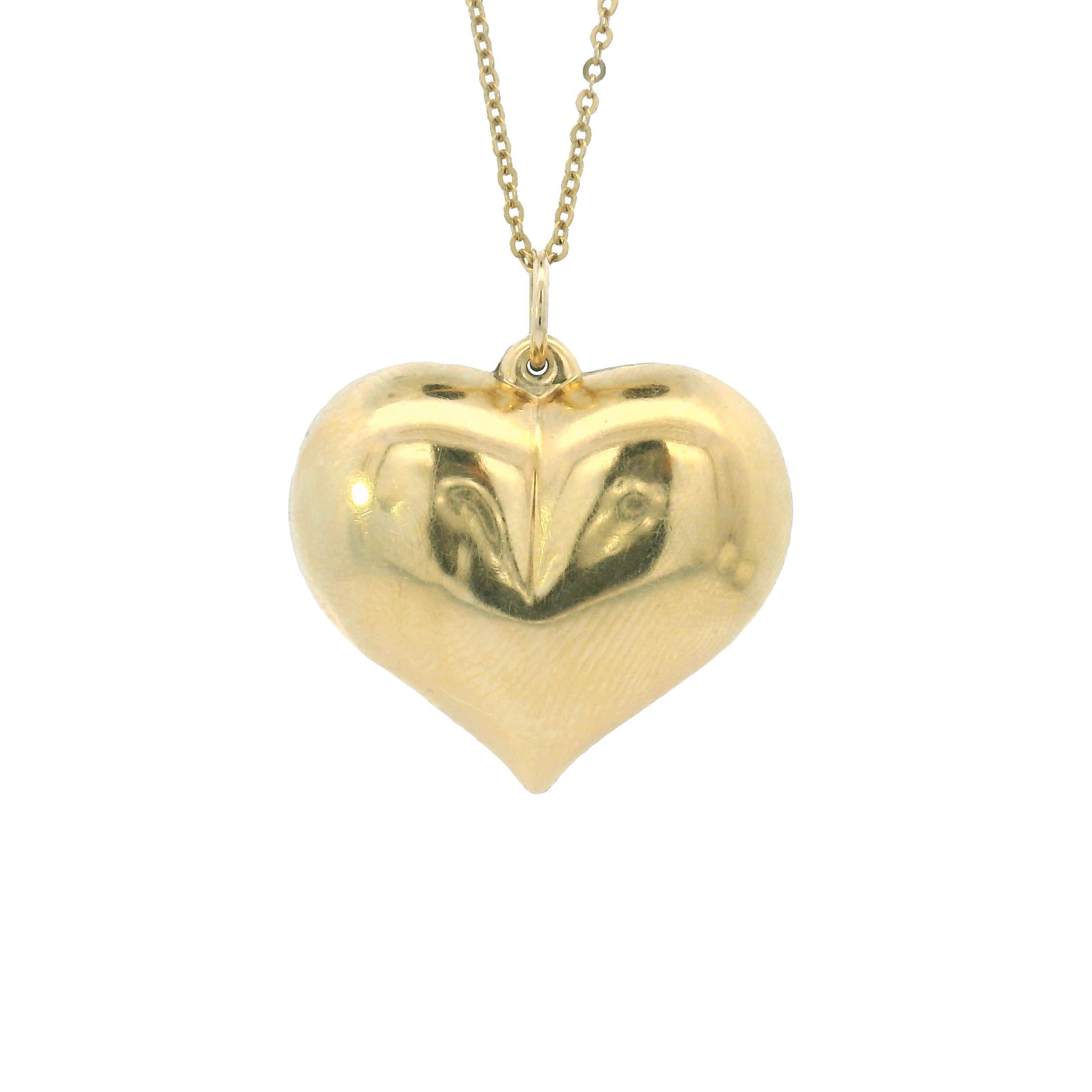 14k Yellow Gold Vintage Puffy Heart Charm