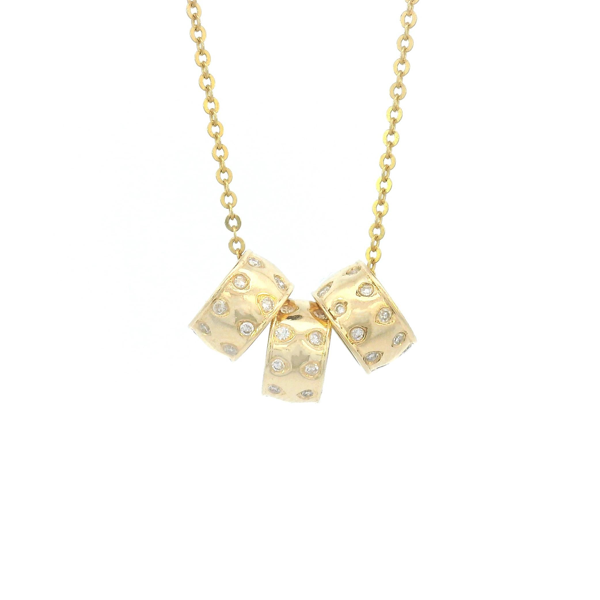 14k Yellow Gold Diamond Rondel Spacer Charm