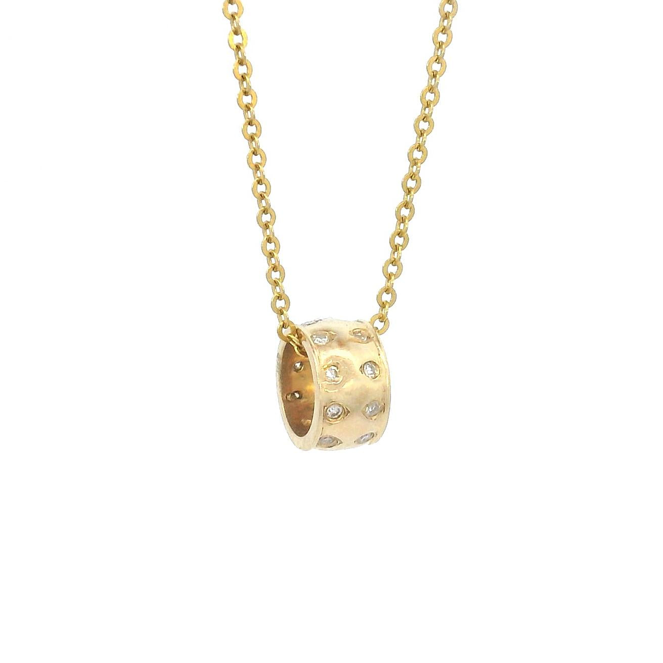 14k Yellow Gold Diamond Rondel Spacer Charm