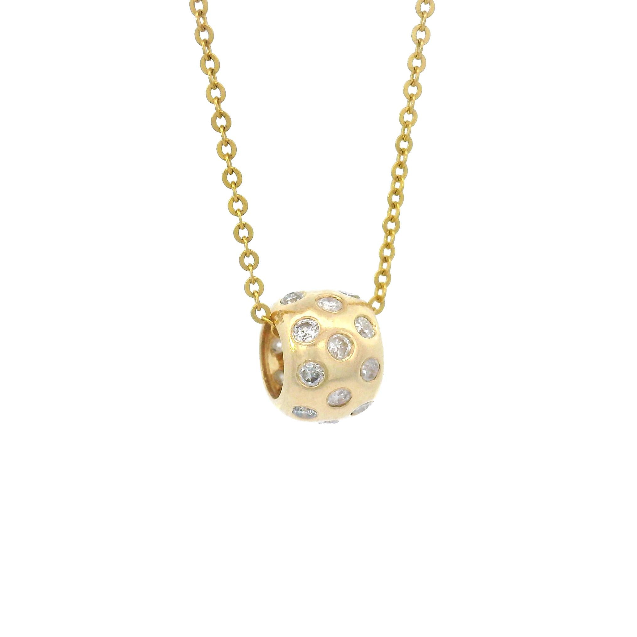 14k Yellow Gold Diamond Rondel Spacer Charm