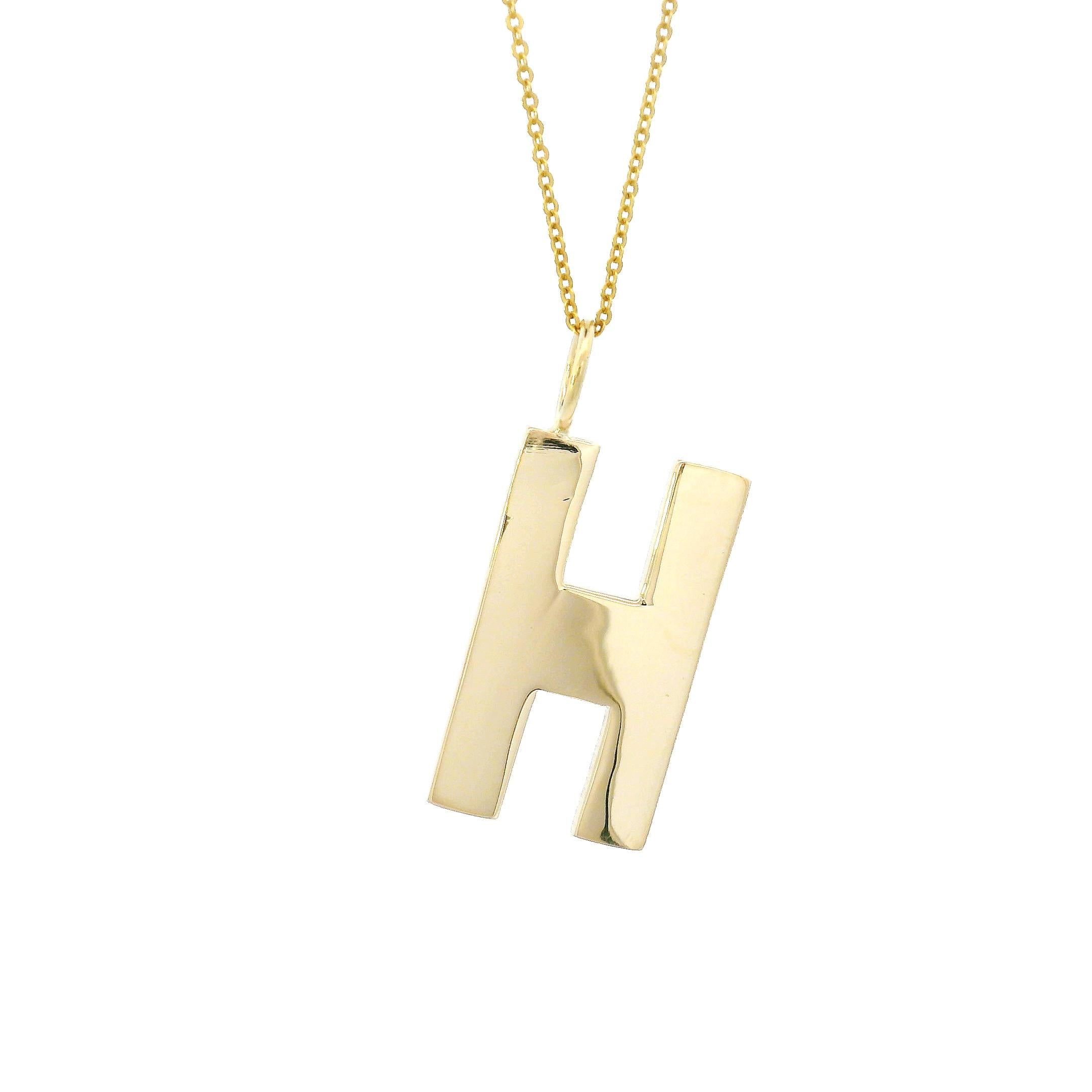 14k Yellow Gold Vintage "H" Charm