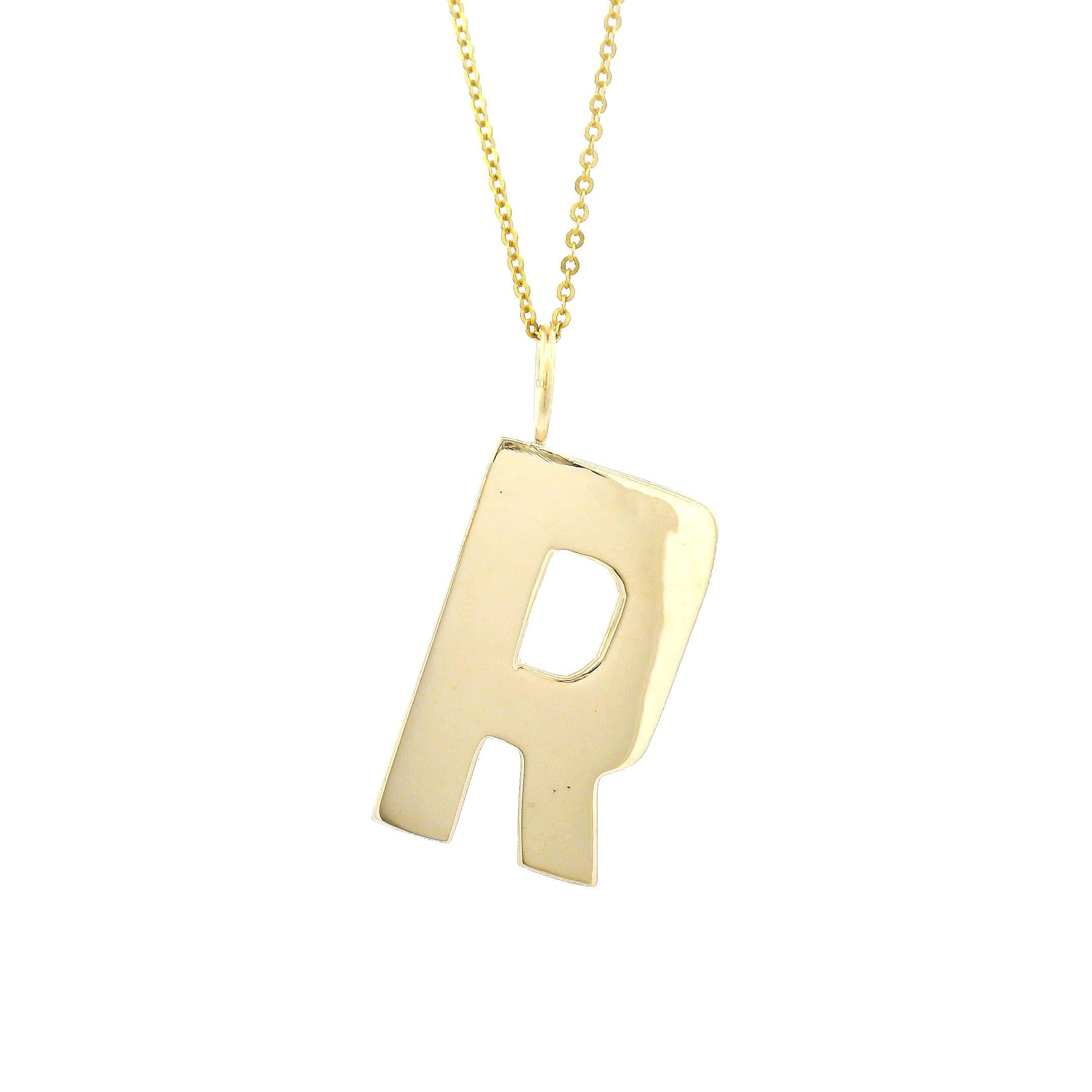 14k Yellow Gold Vintage "R" Charm