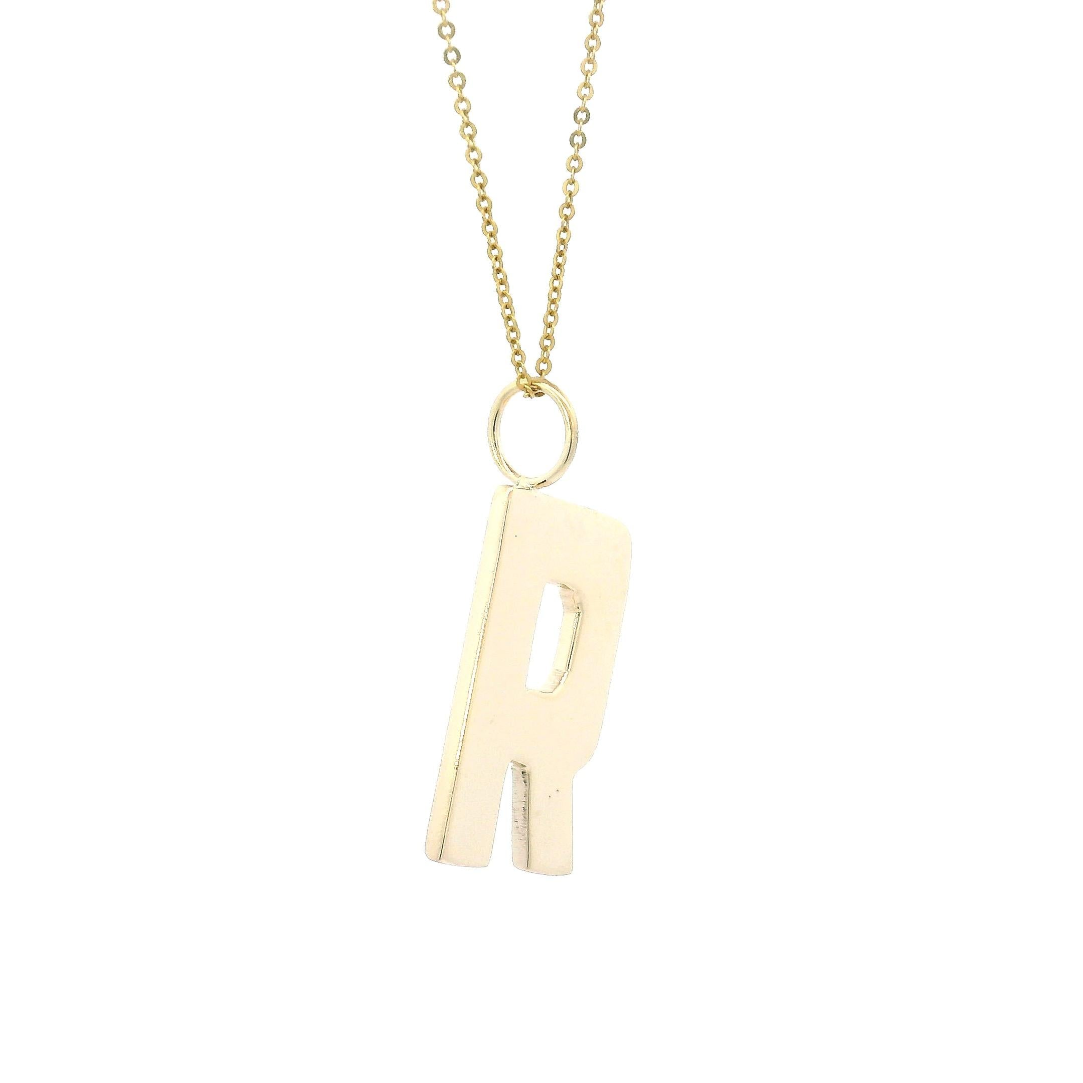 14k Yellow Gold Vintage "R" Charm