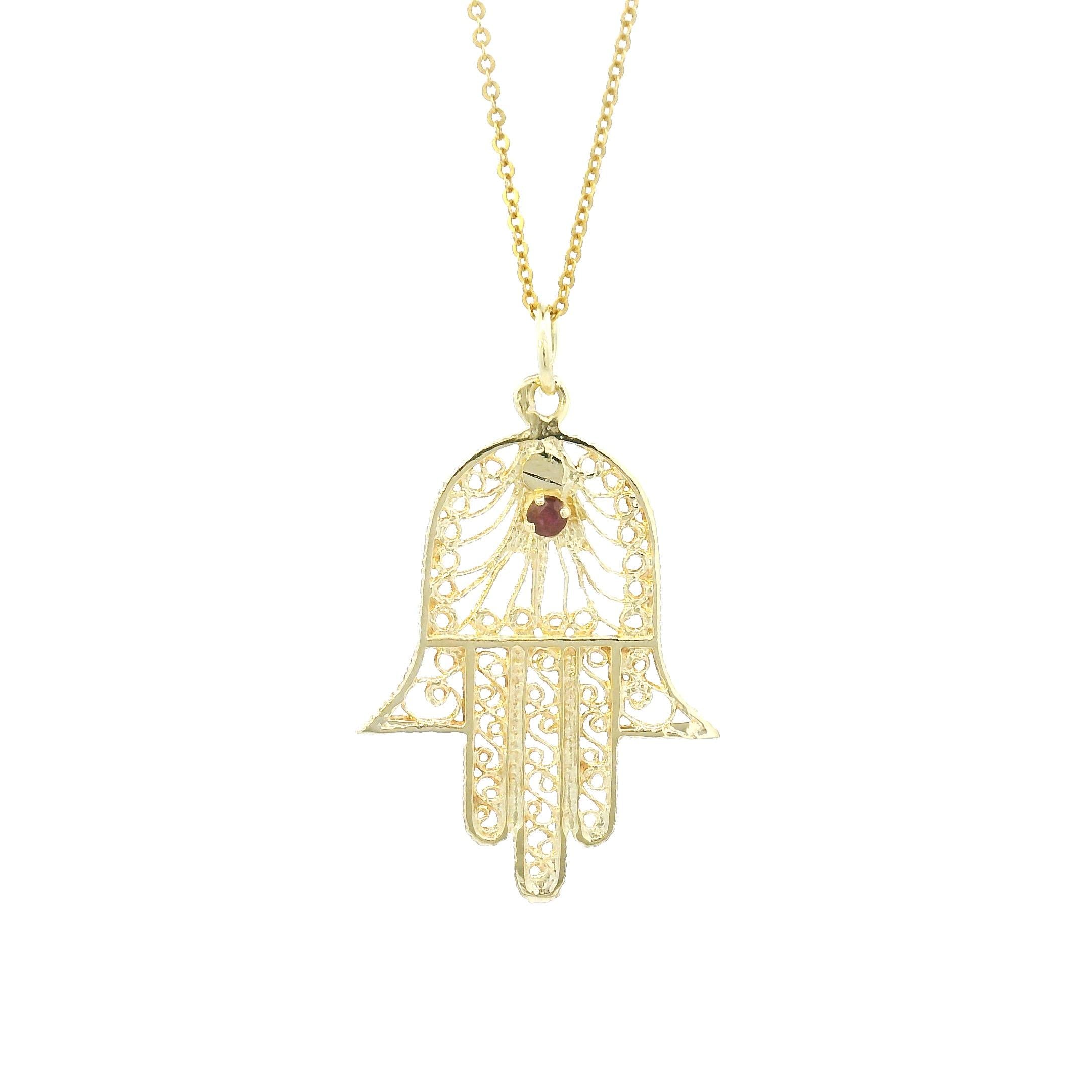 Vintage 14K Yellow Gold Hamsa Charm