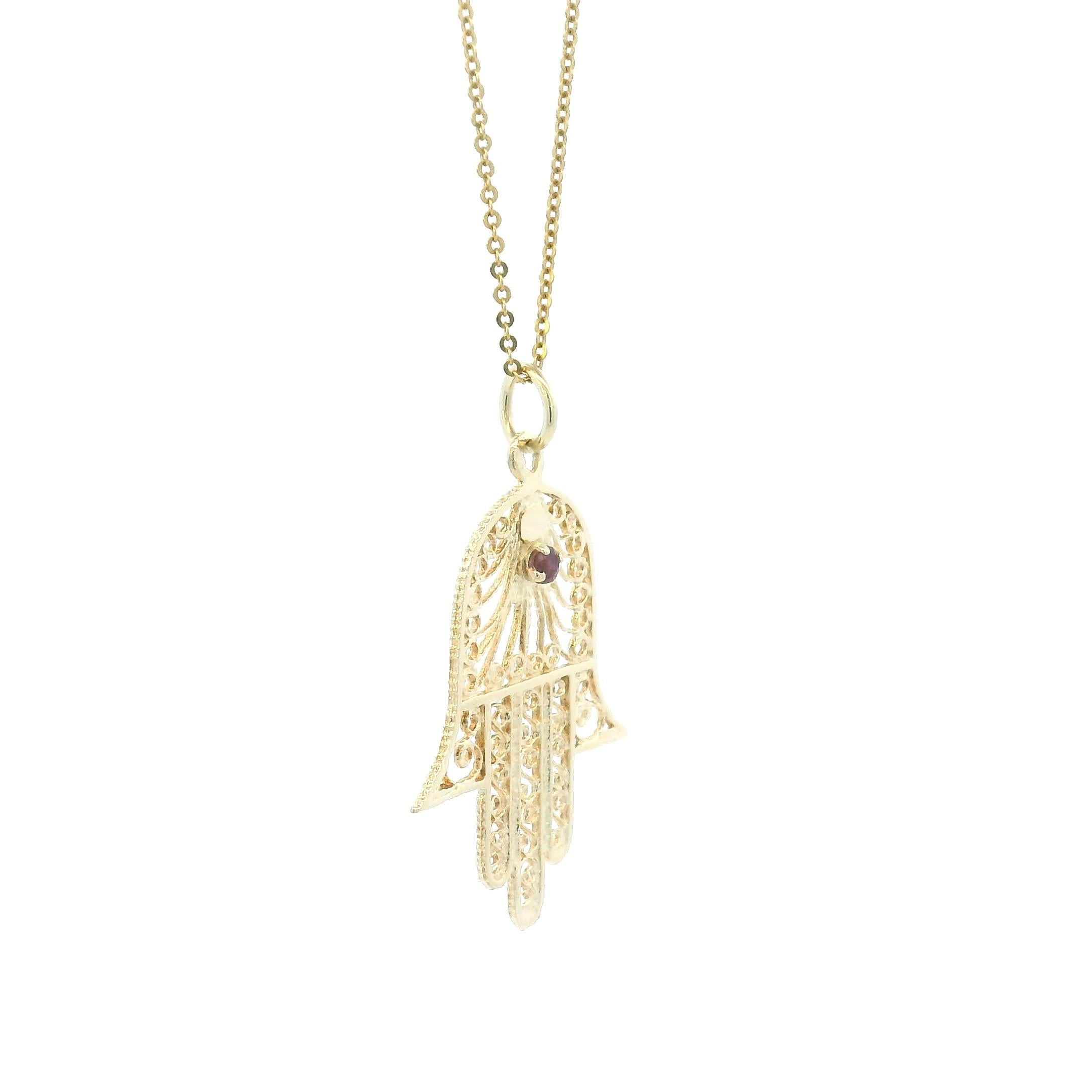 Vintage 14K Yellow Gold Hamsa Charm