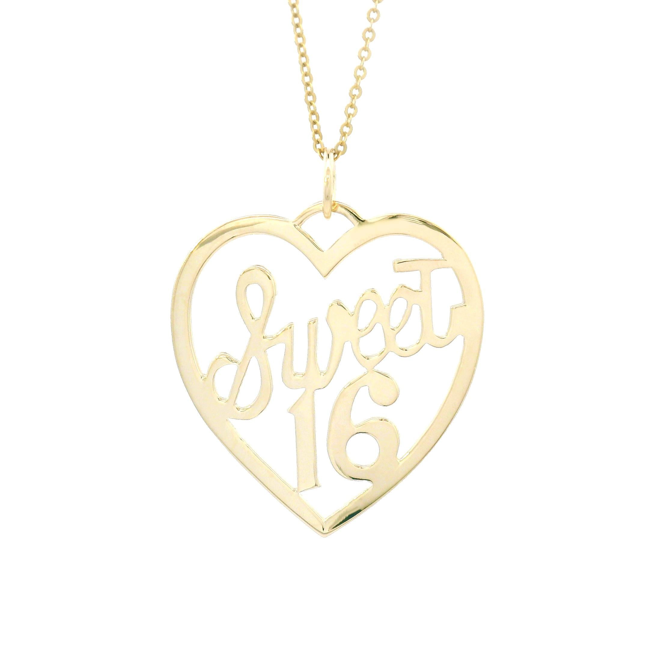Vintage 14K Gold Sweet 16 Heart Pendant