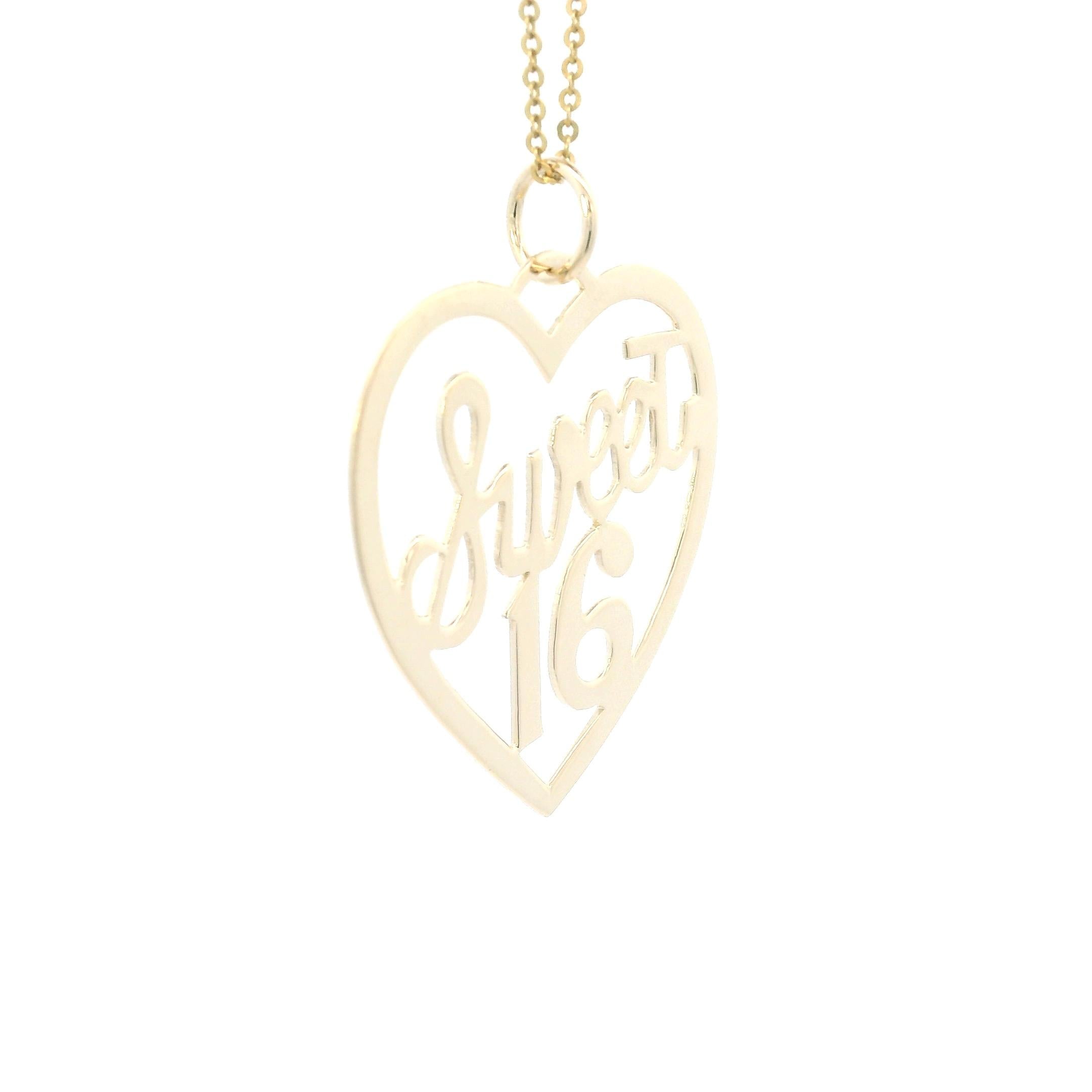 Vintage 14K Gold Sweet 16 Heart Pendant