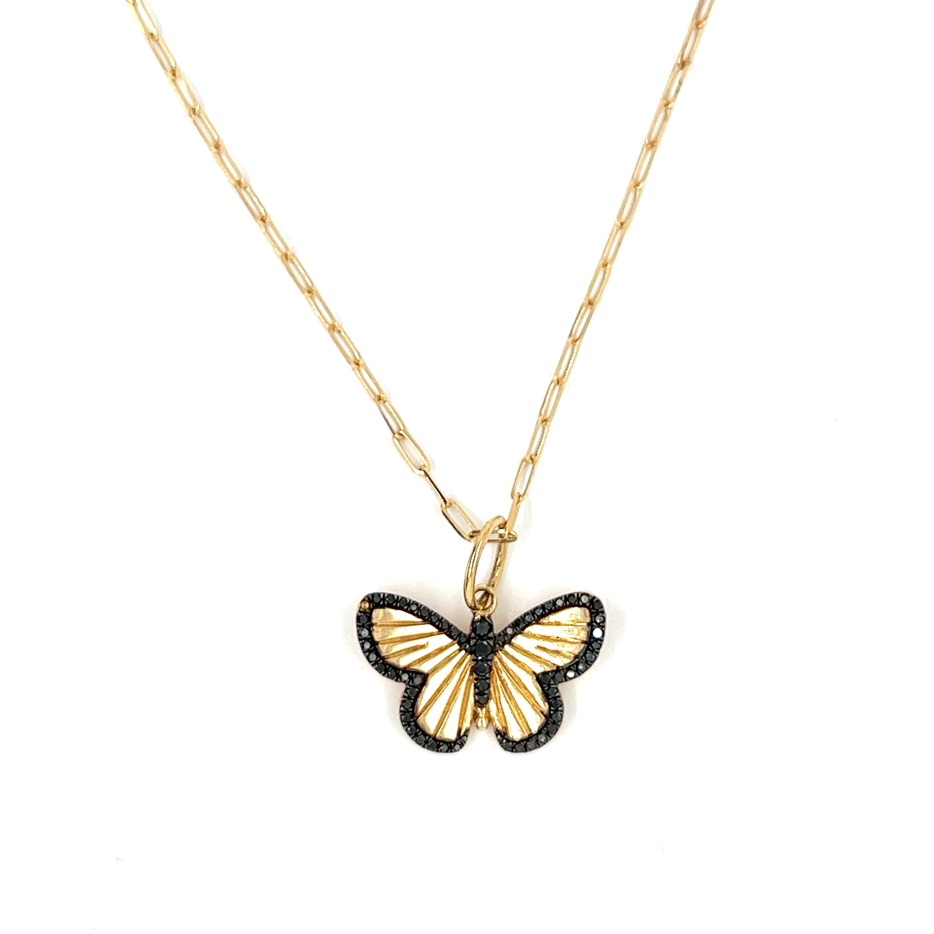 Edelstein Schmetterling 14k Gold Halskette