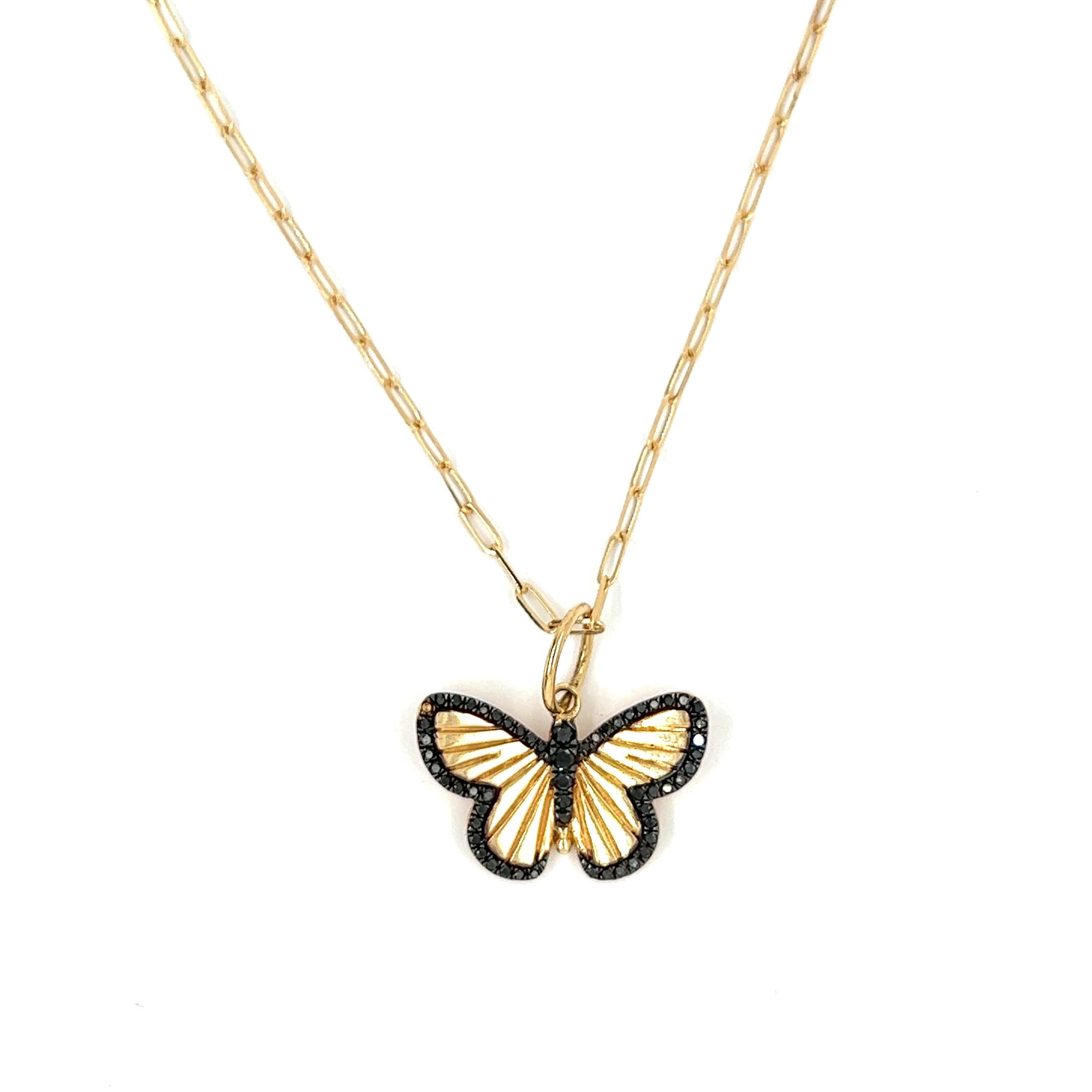 14k Yellow Gold Gemstone Butterfly Charm