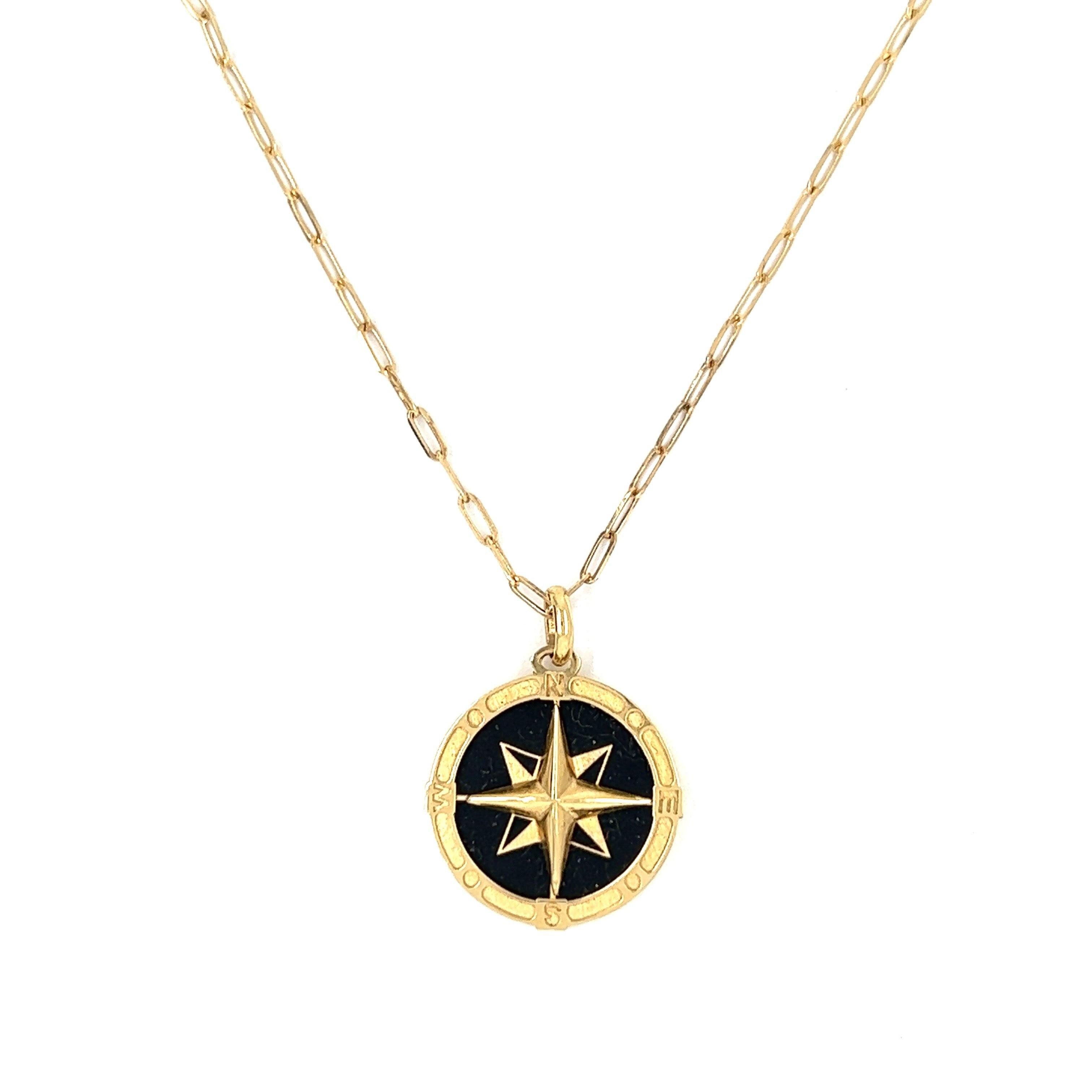 14k Yellow Gold Compass Charm