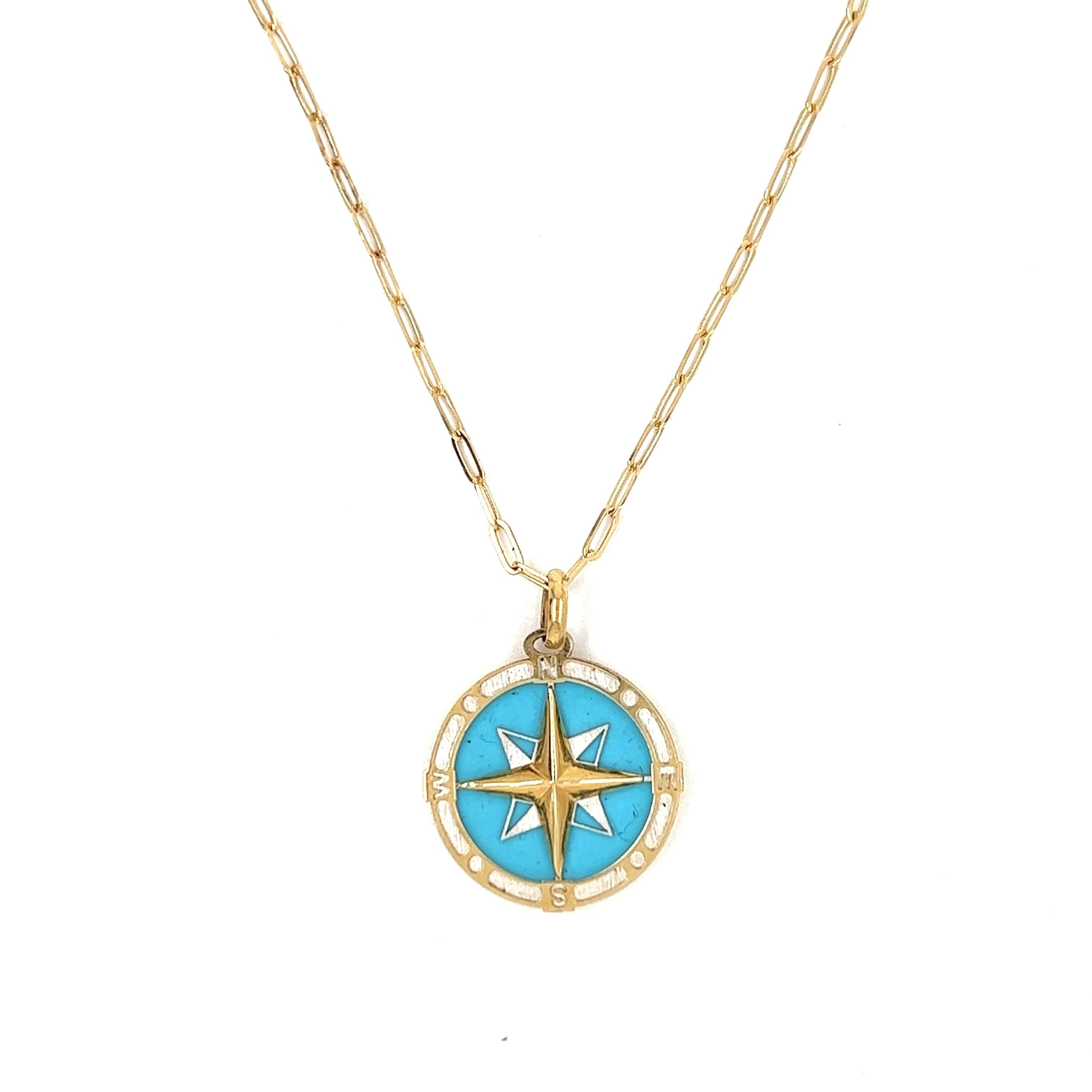 14k Yellow Gold Compass Charm