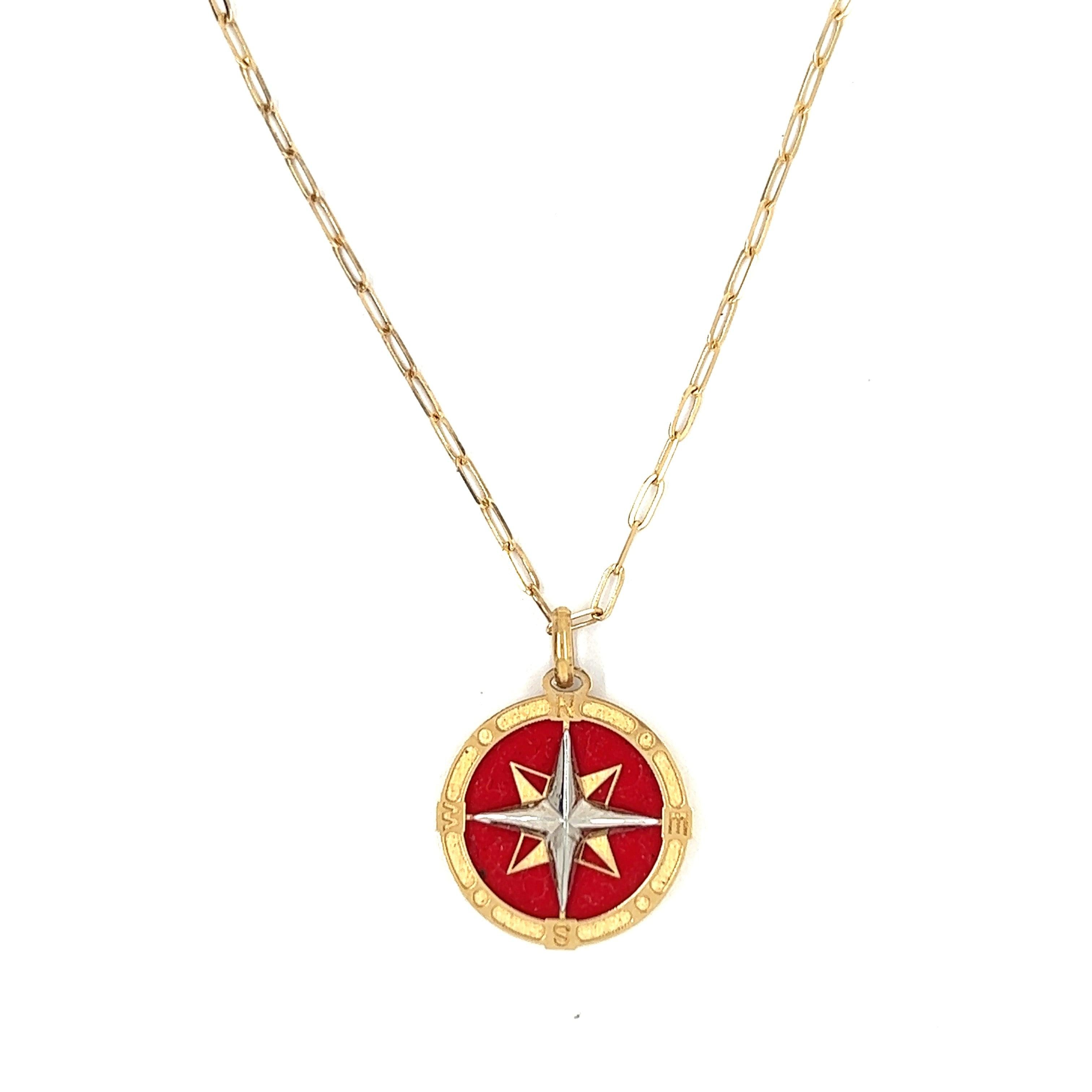 14k Yellow Gold Compass Charm