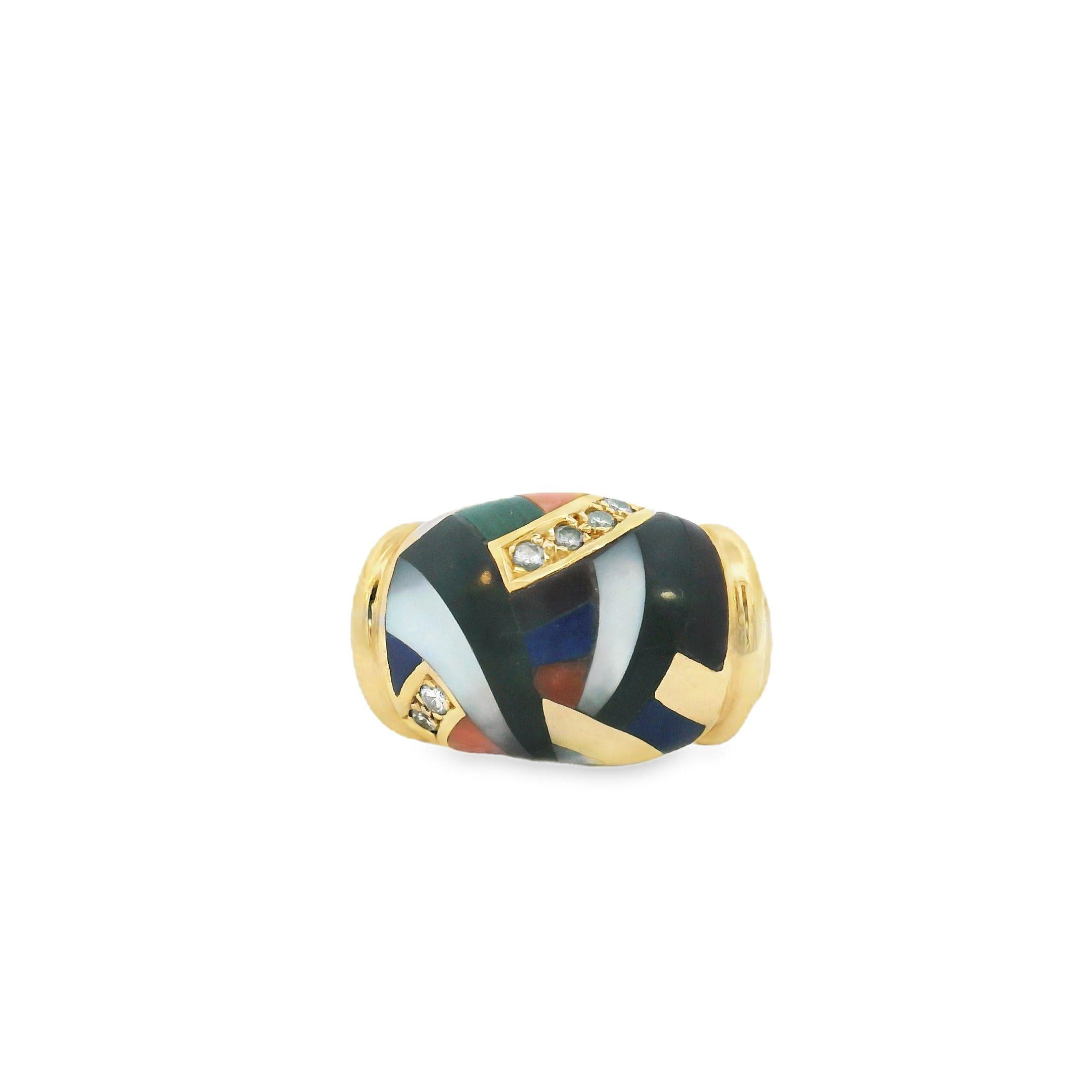 14k Yellow Gold Vintage Multi-Gem Ring