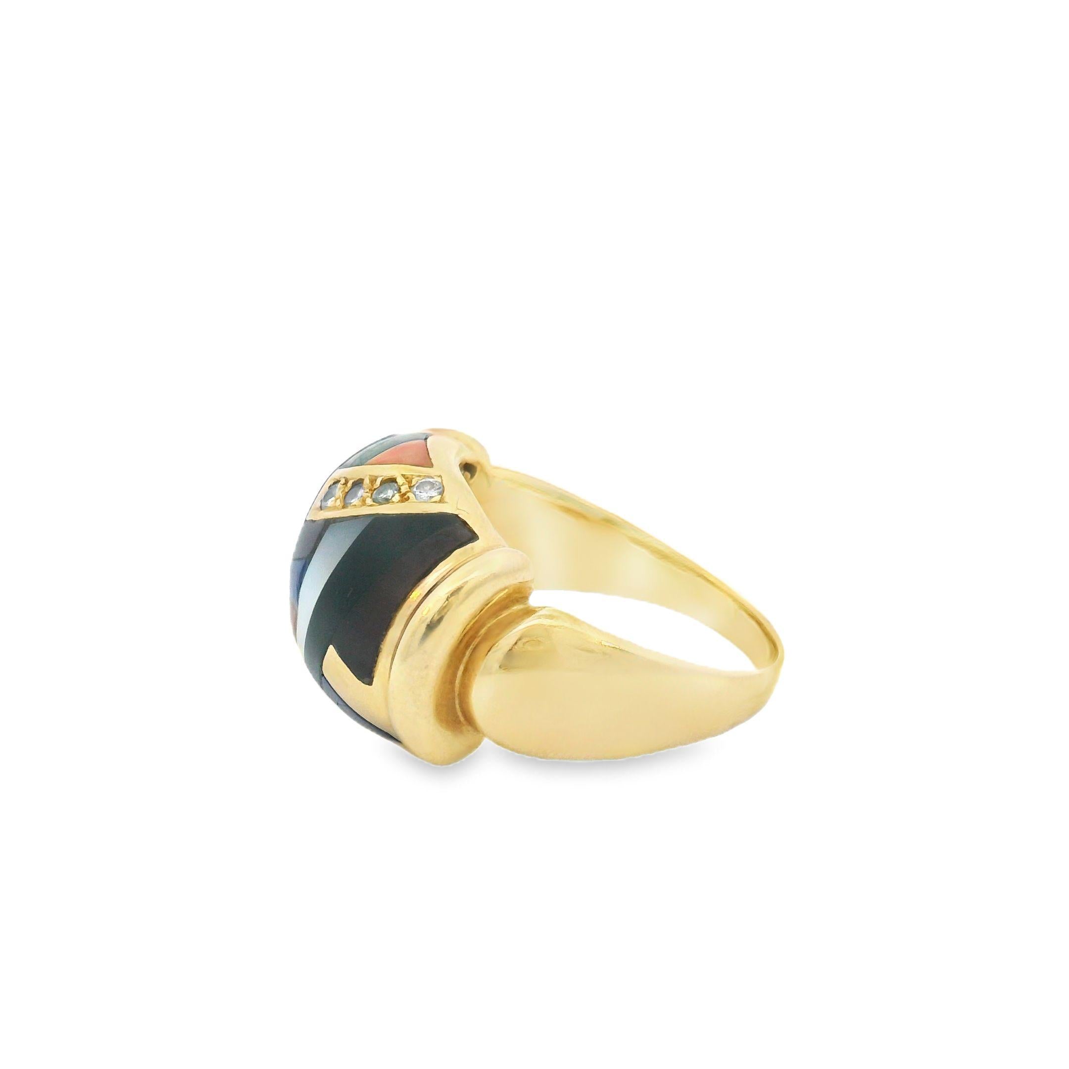 14k Yellow Gold Vintage Multi-Gem Ring