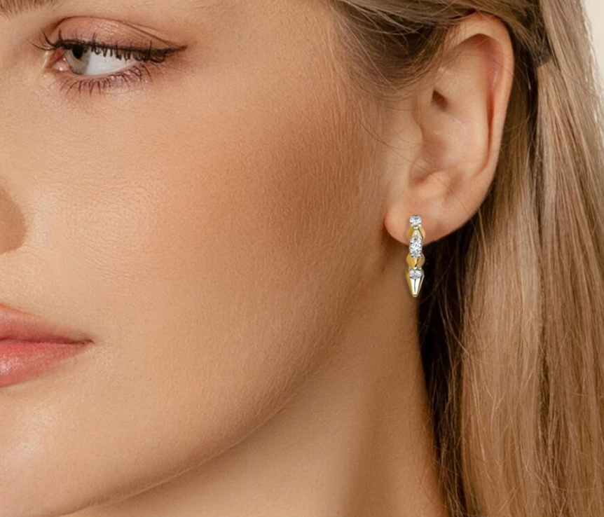 14k White Gold Diamond Spike Earrings